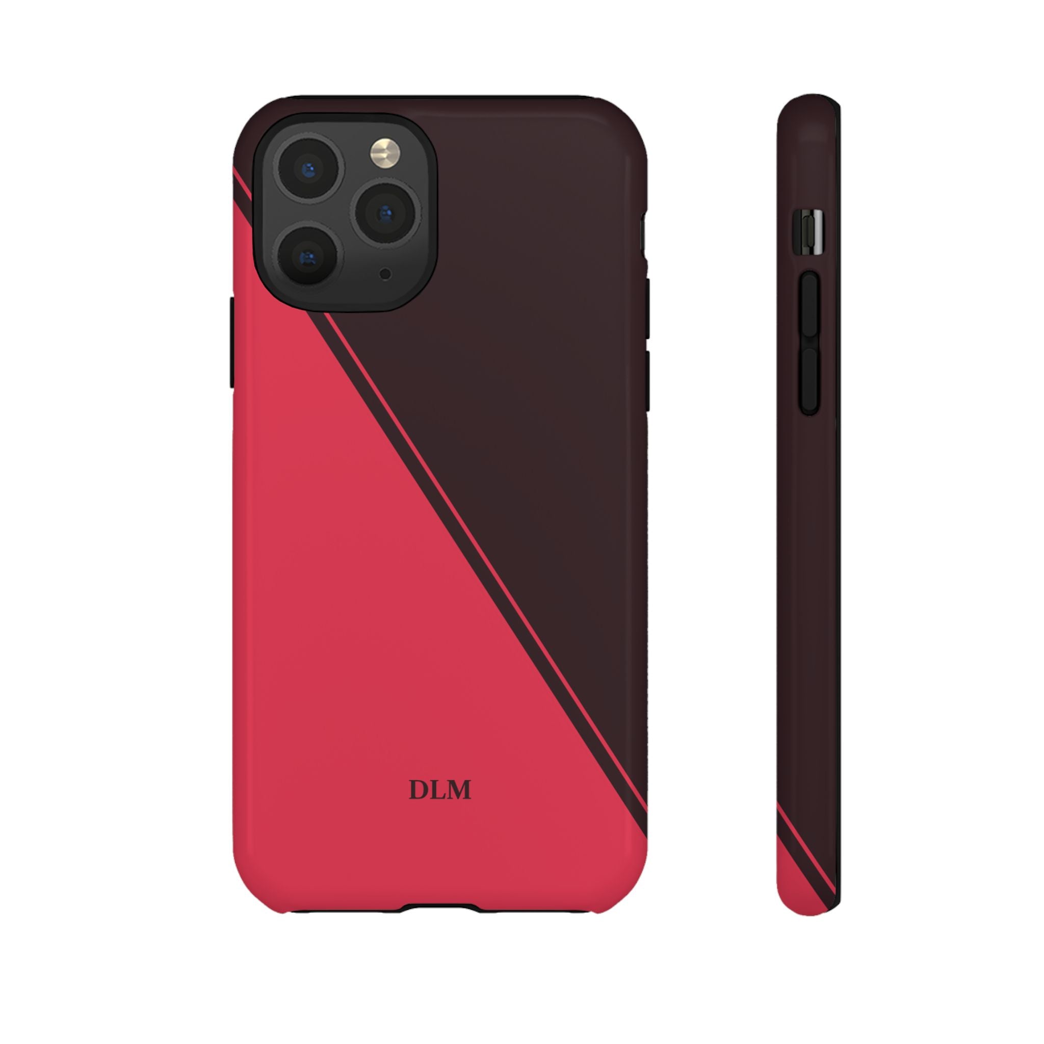 Red/Brown Two Tone Custom Initials Case