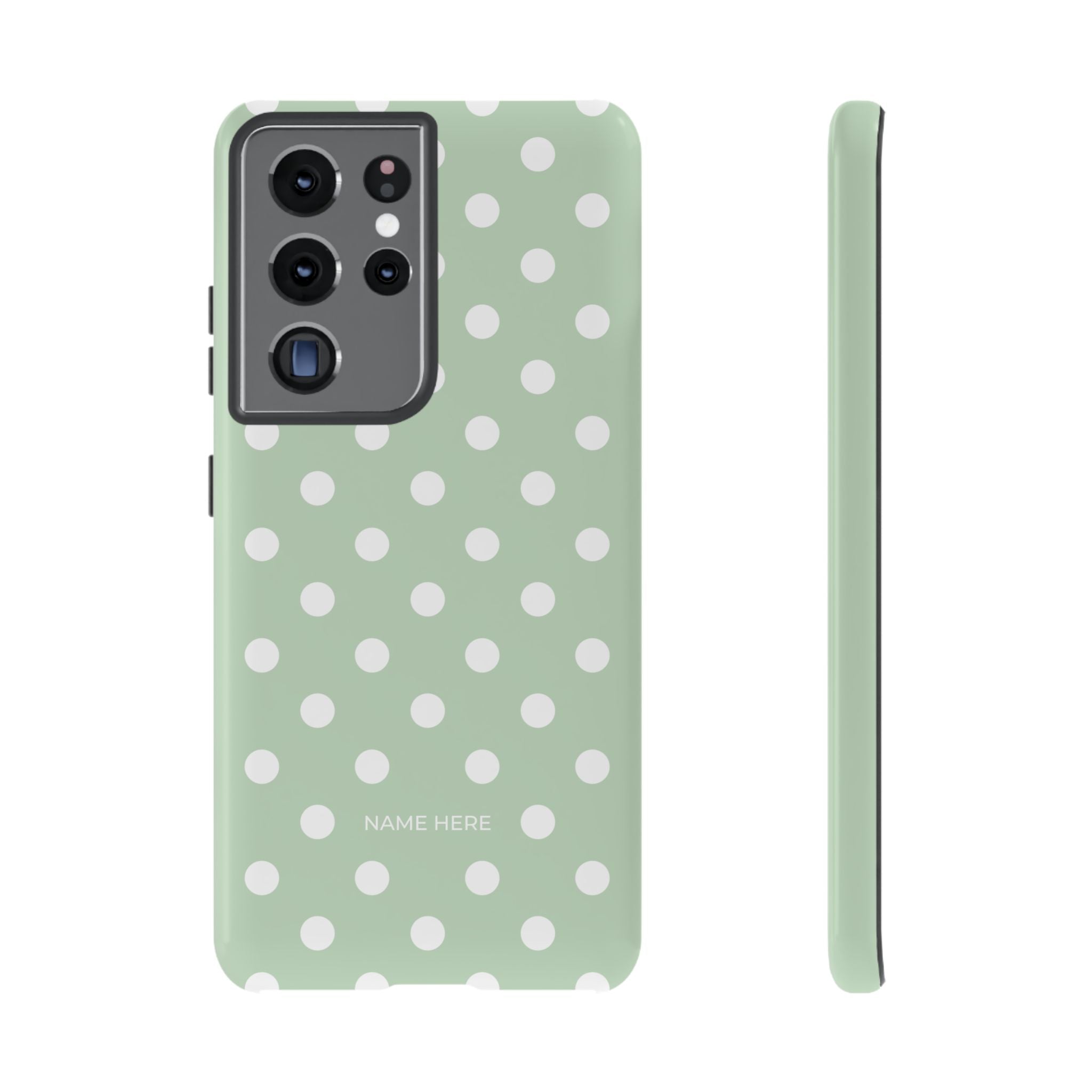 Green & White Polka Dot Customisable Case