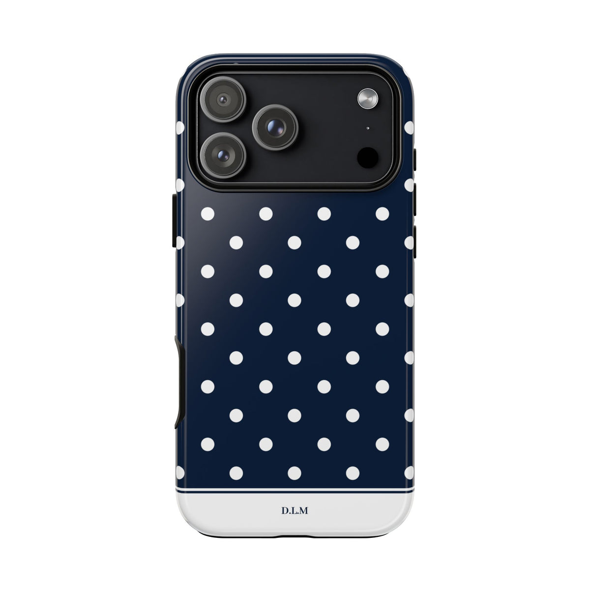 Navy Pearl Personalised Polka Dot Case