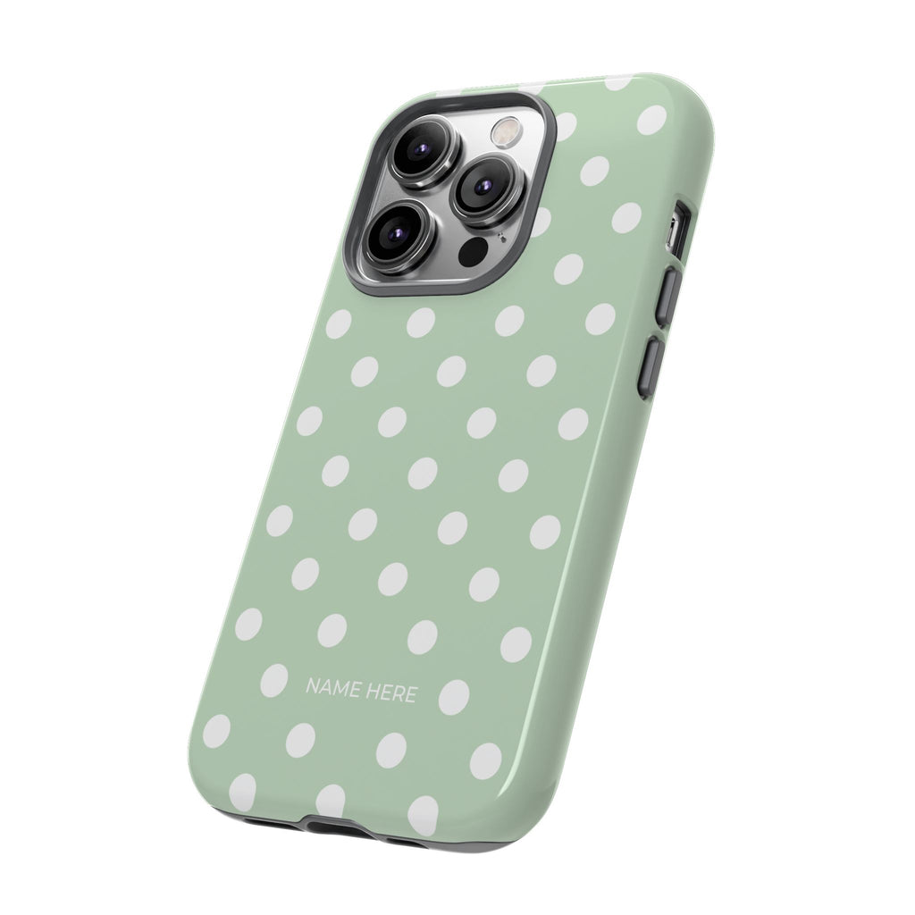 Green & White Polka Dot Customisable Case
