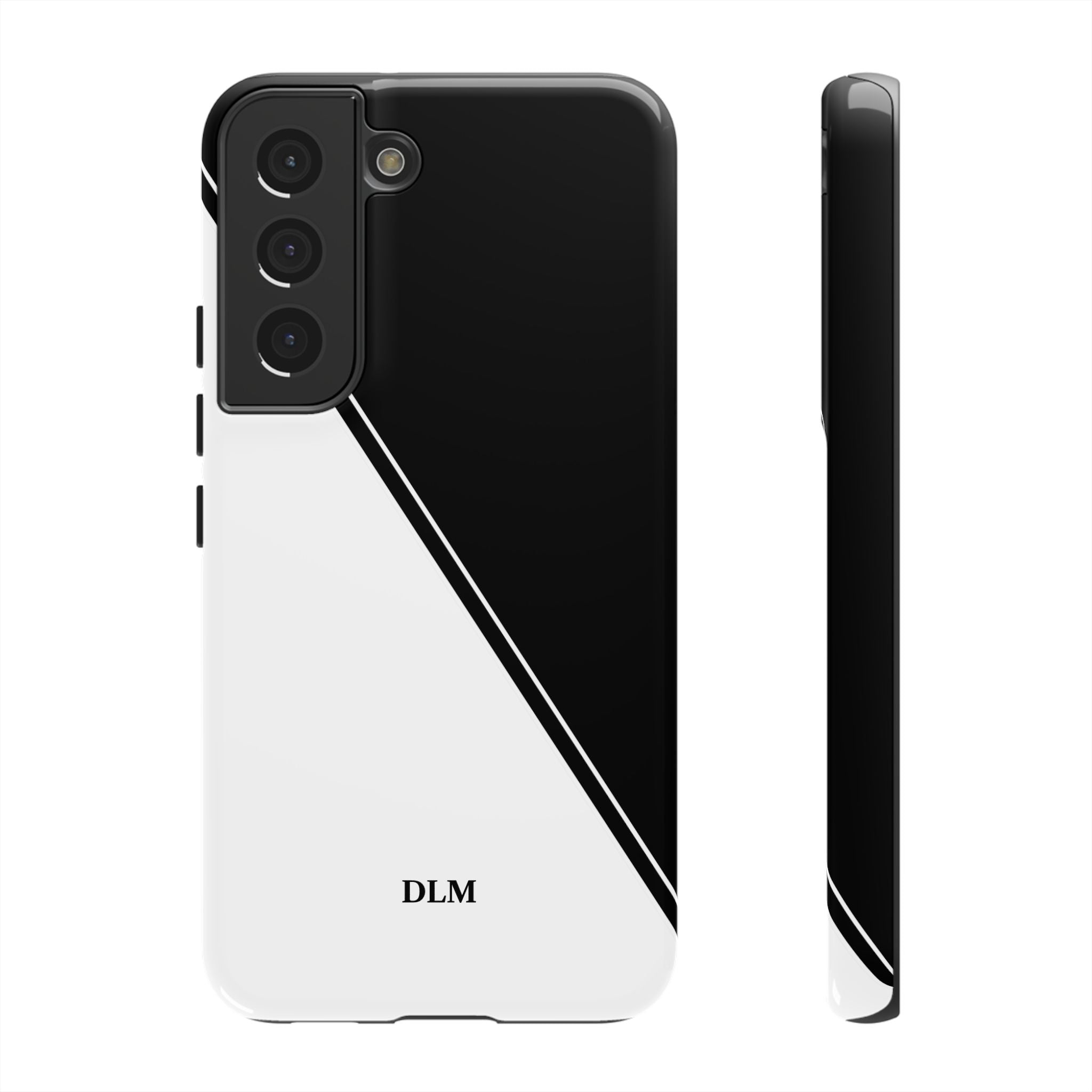 White/Black Two Tone Custom Initials Case