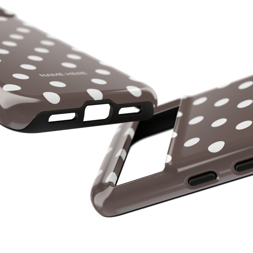 Brown & White PolkaDot Customisable Case