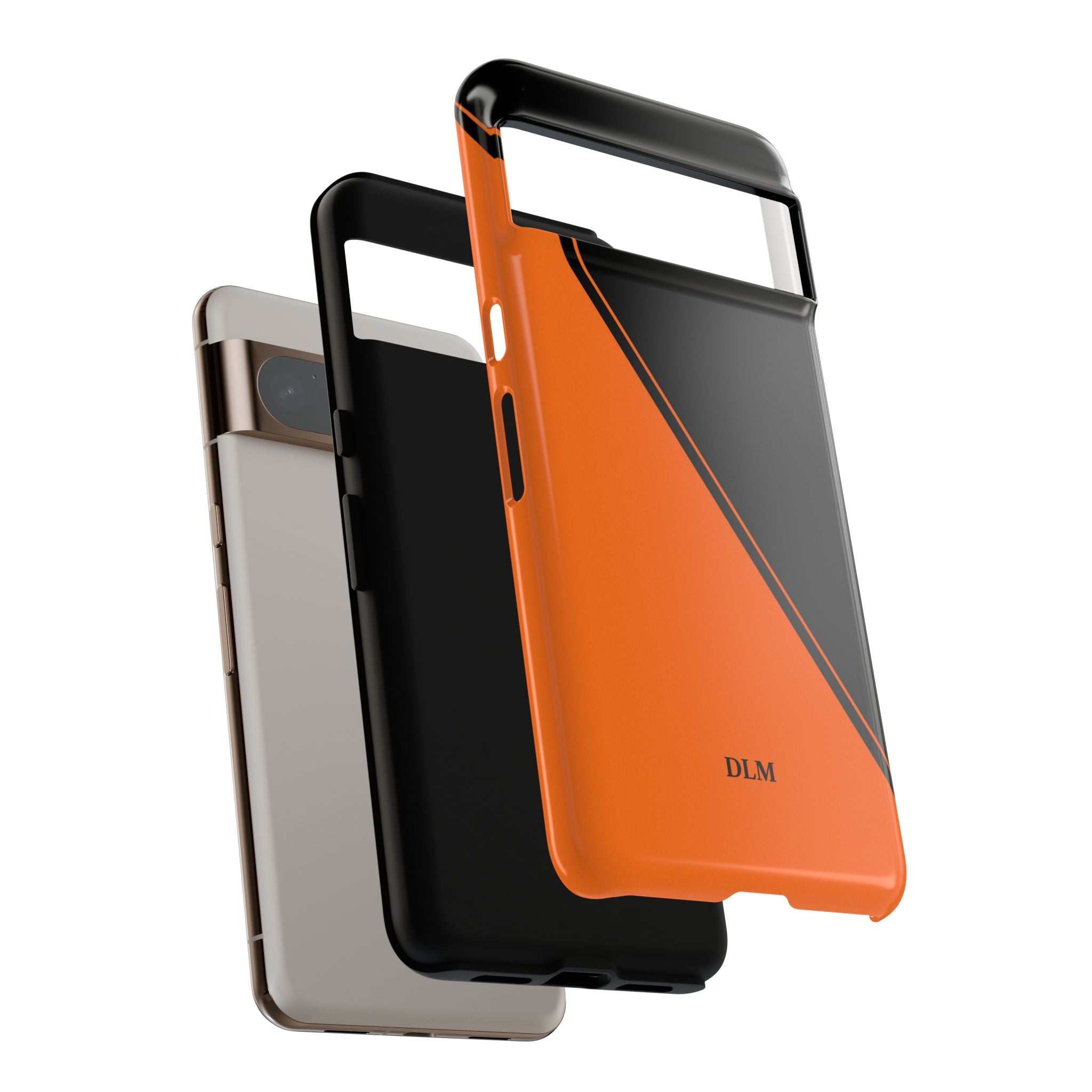 Orange/Black Two Tone Custom Initials Case