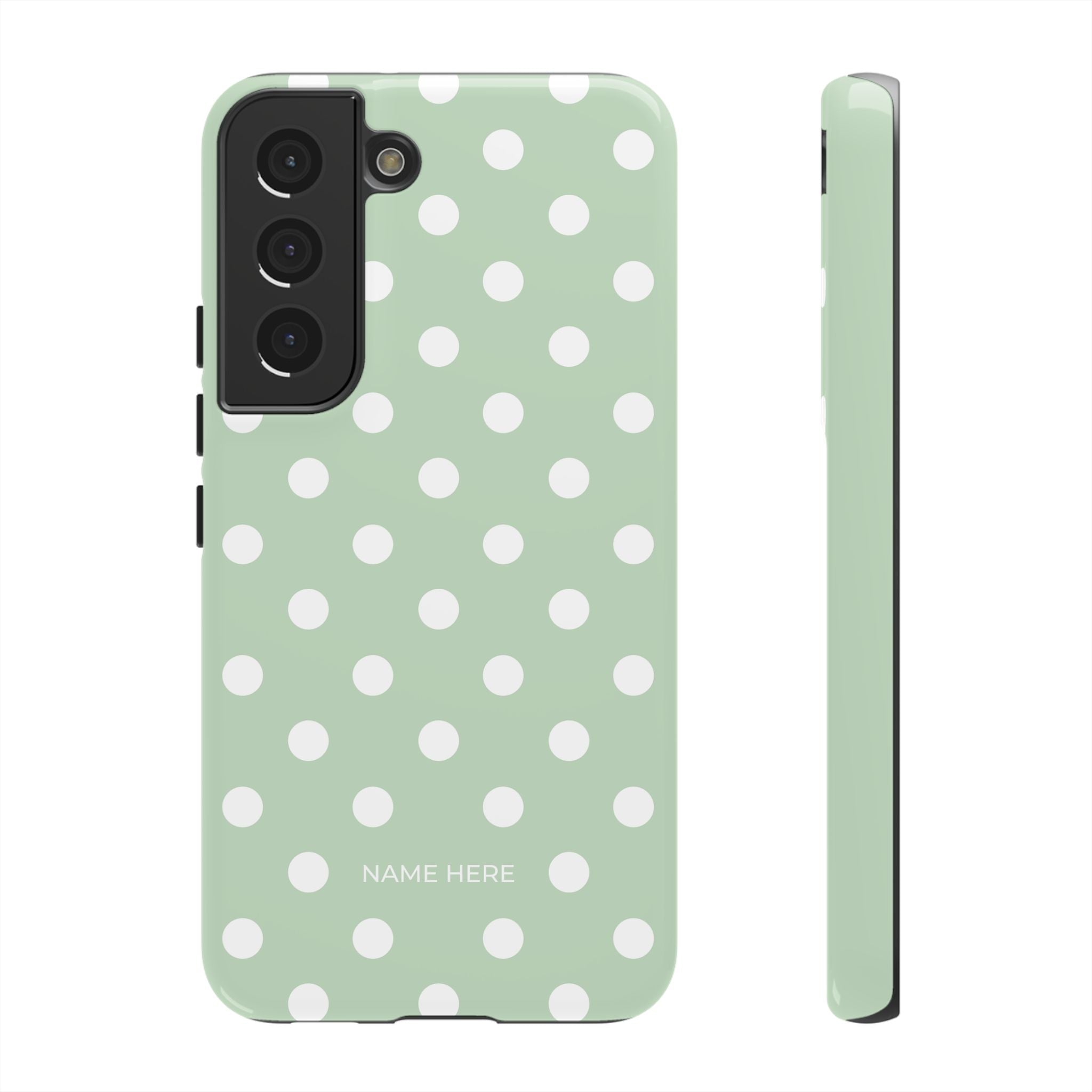 Green & White Polka Dot Customisable Case
