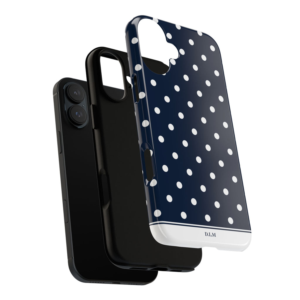 Navy Pearl Personalised Polka Dot Case