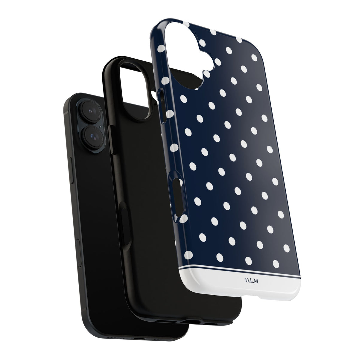 Navy Pearl Personalised Polka Dot Case