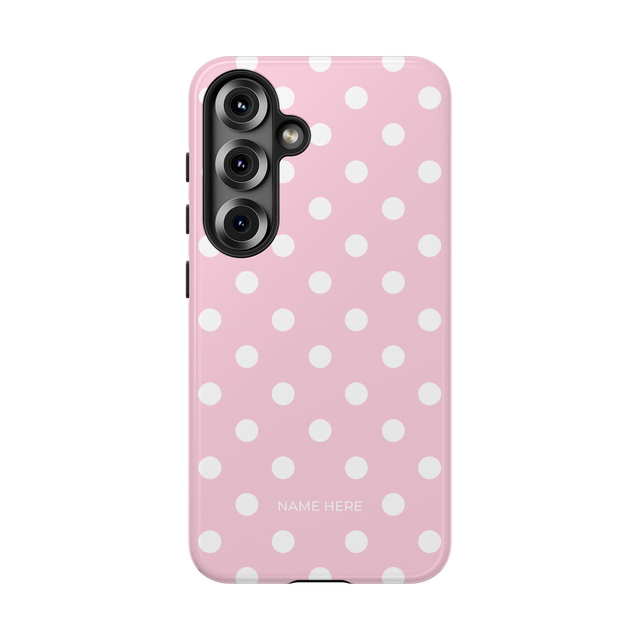 Pink & White PolkaDot Customisable Name Case