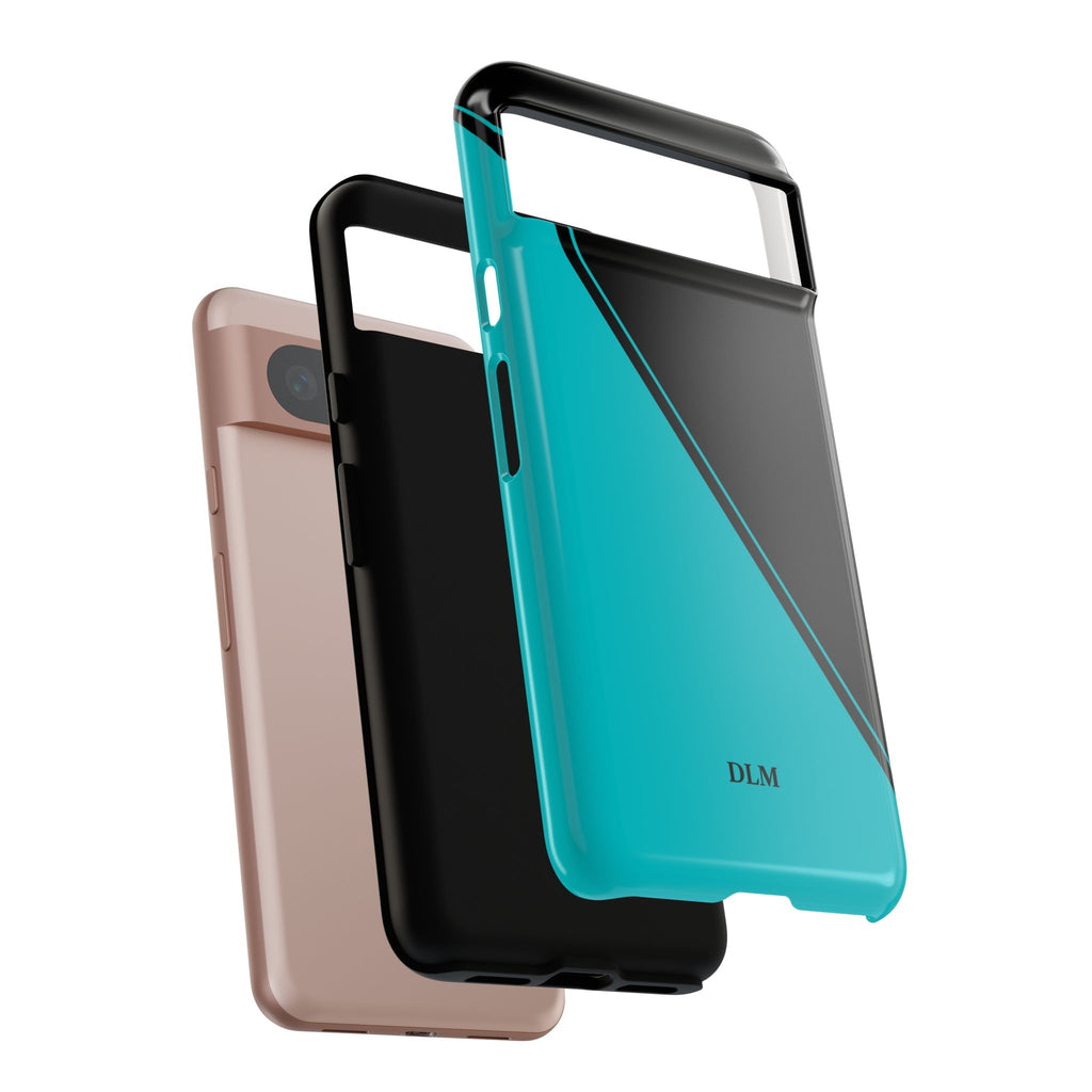 Tiffany/Black Two Tone Custom Initials Case