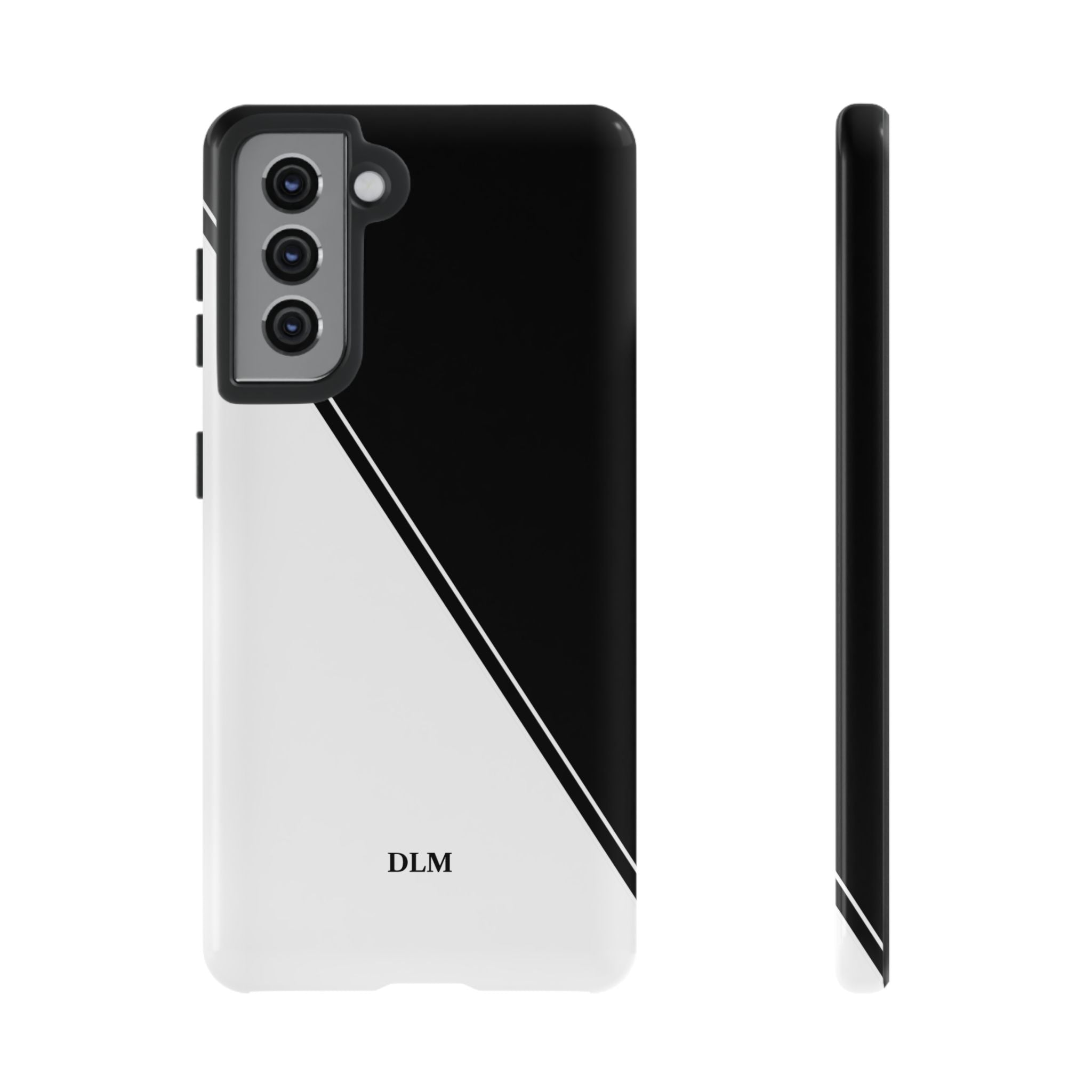 White/Black Two Tone Custom Initials Case