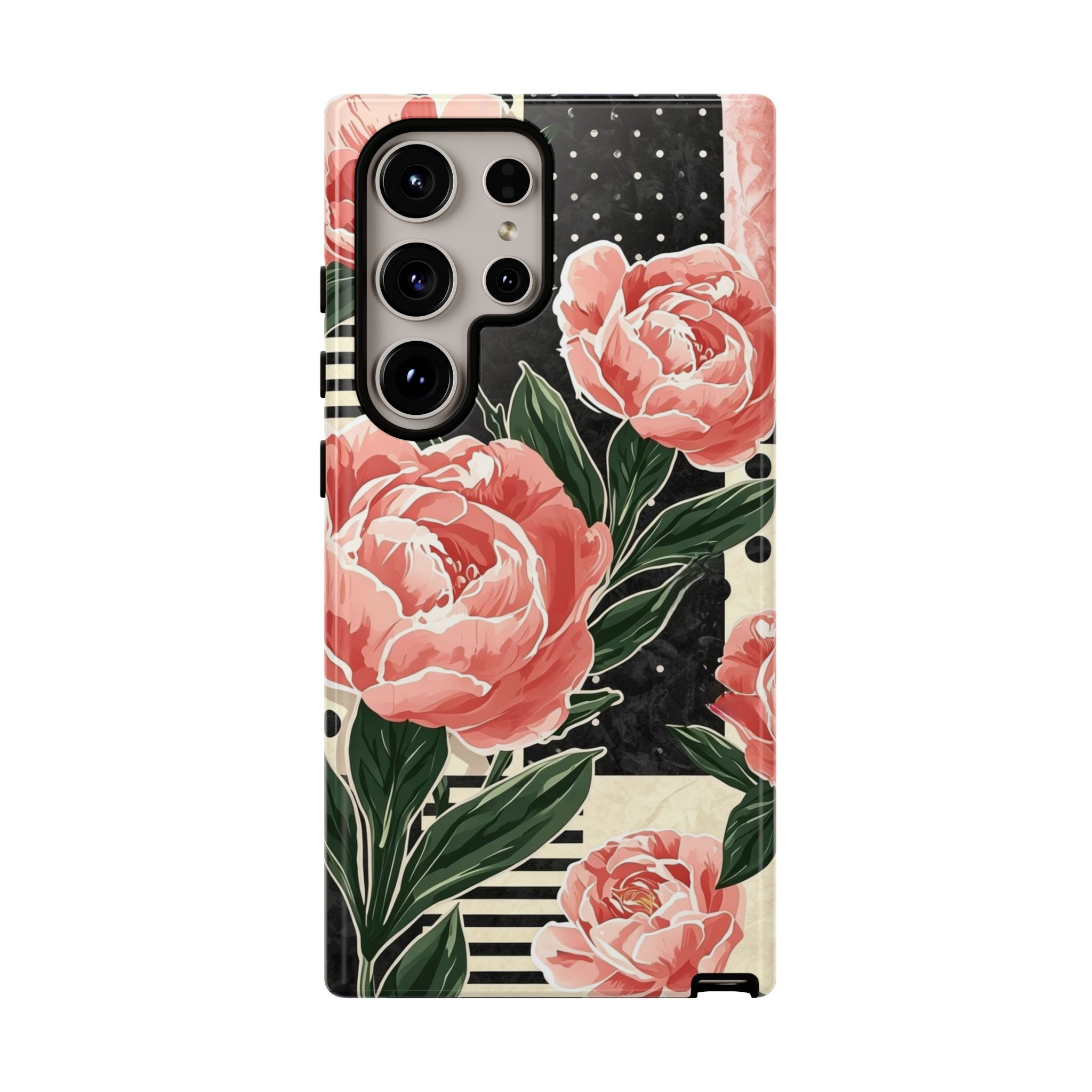 Pink Peony Stripes & Polka Dots