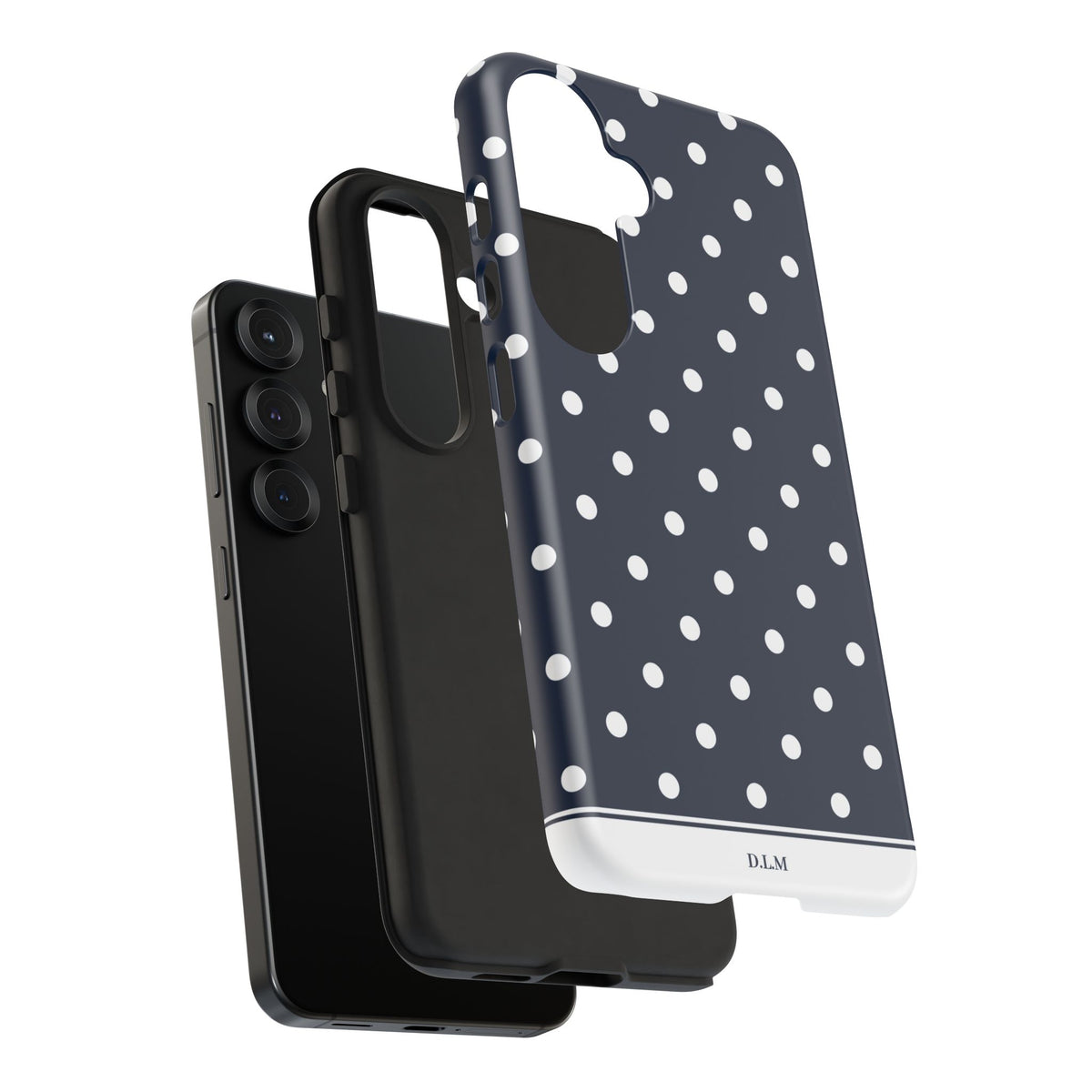 Navy Pearl Personalised Polka Dot Case