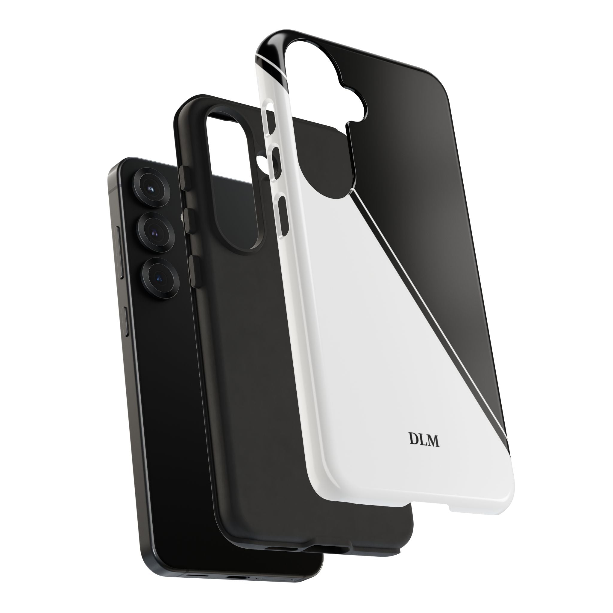 White/Black Two Tone Custom Initials Case