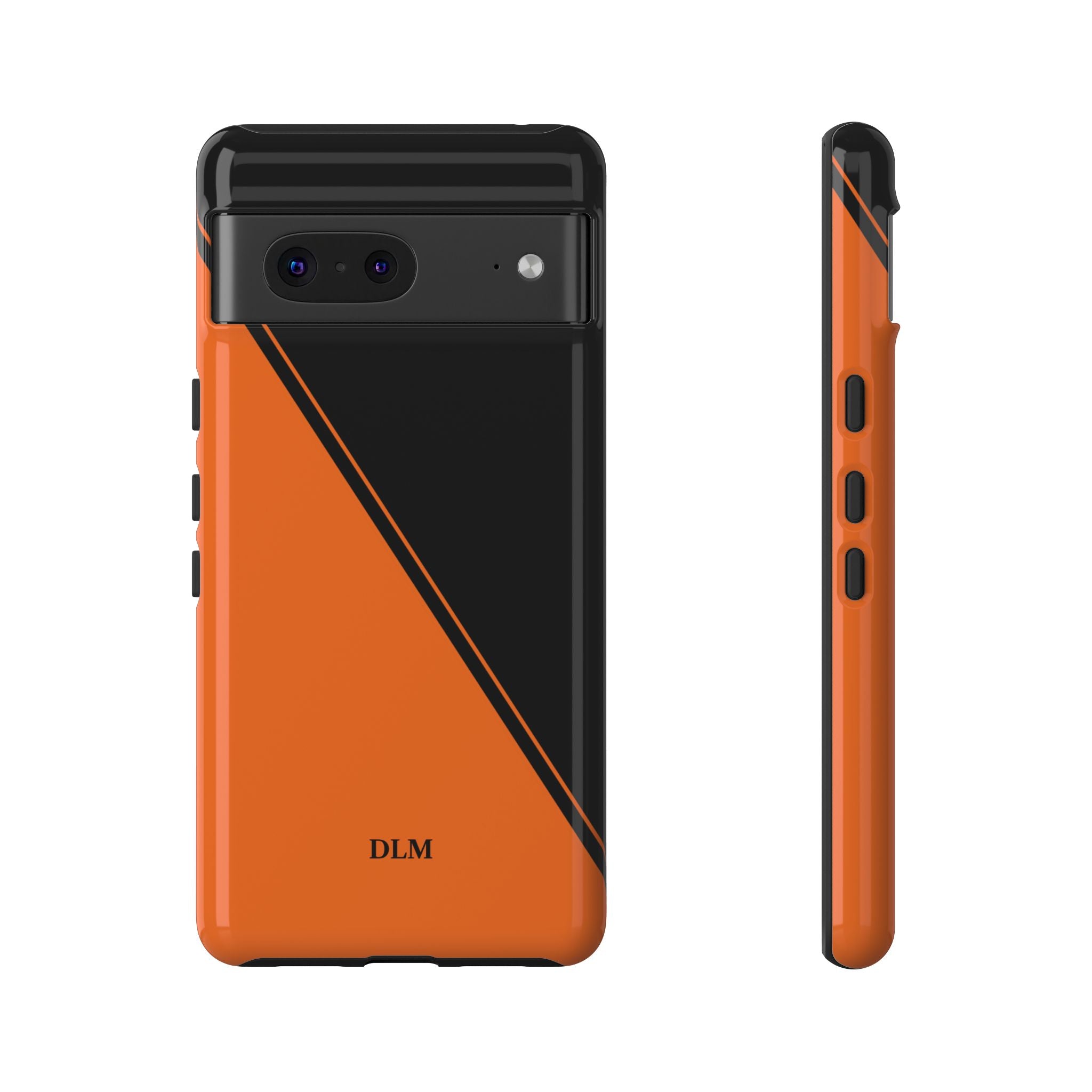 Orange/Black Two Tone Custom Initials Case