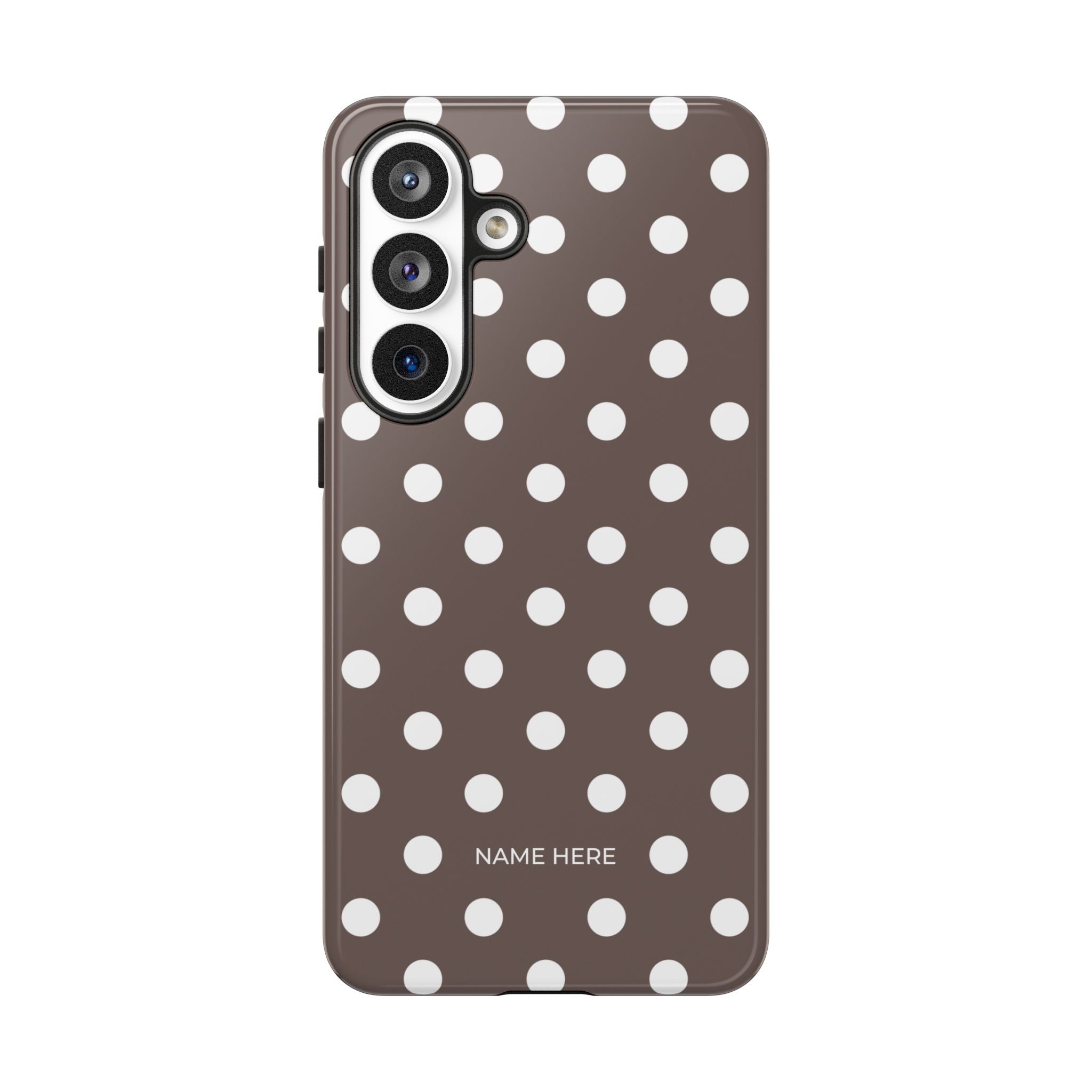 Brown & White PolkaDot Customisable Case