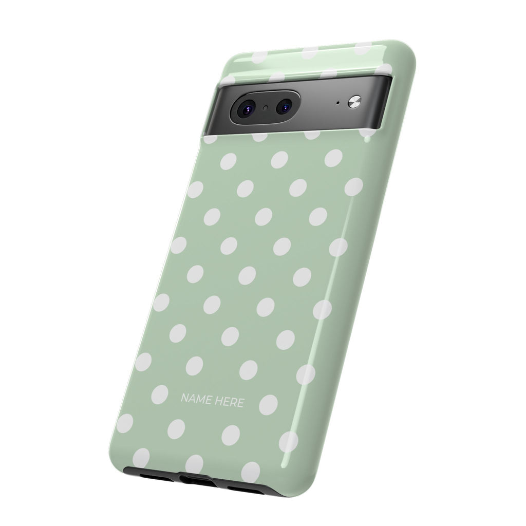 Green & White Polka Dot Customisable Case