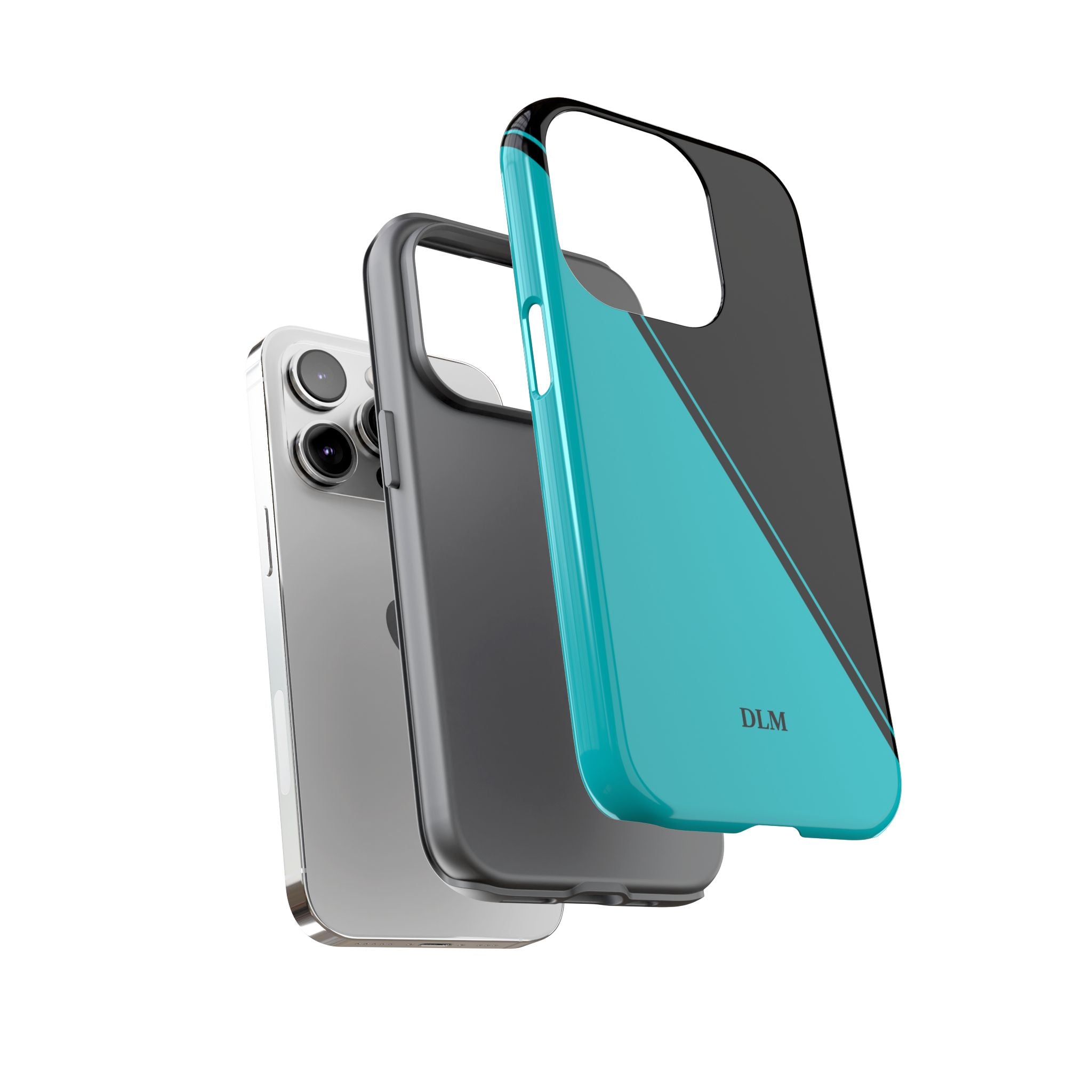 Tiffany/Black Two Tone Custom Initials Case