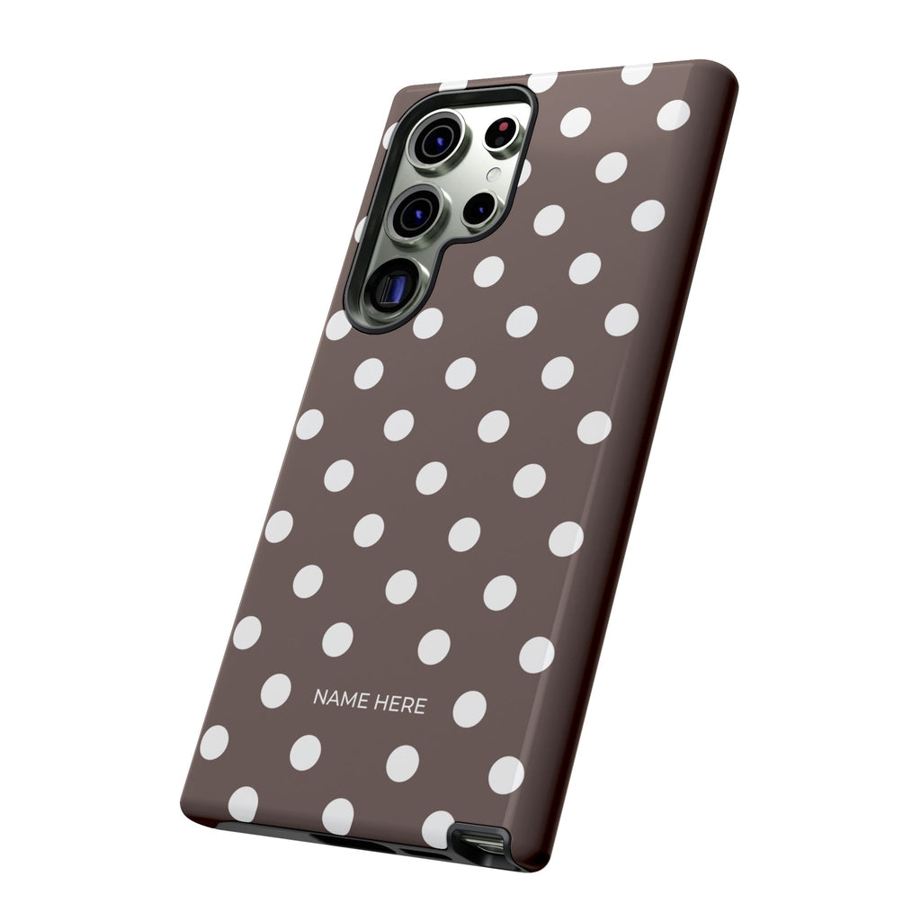 Brown & White PolkaDot Customisable Case