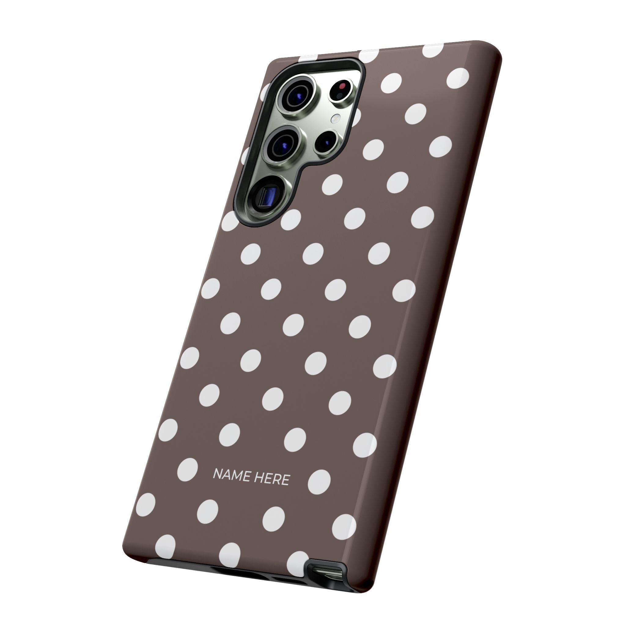 Brown & White PolkaDot Customisable Case