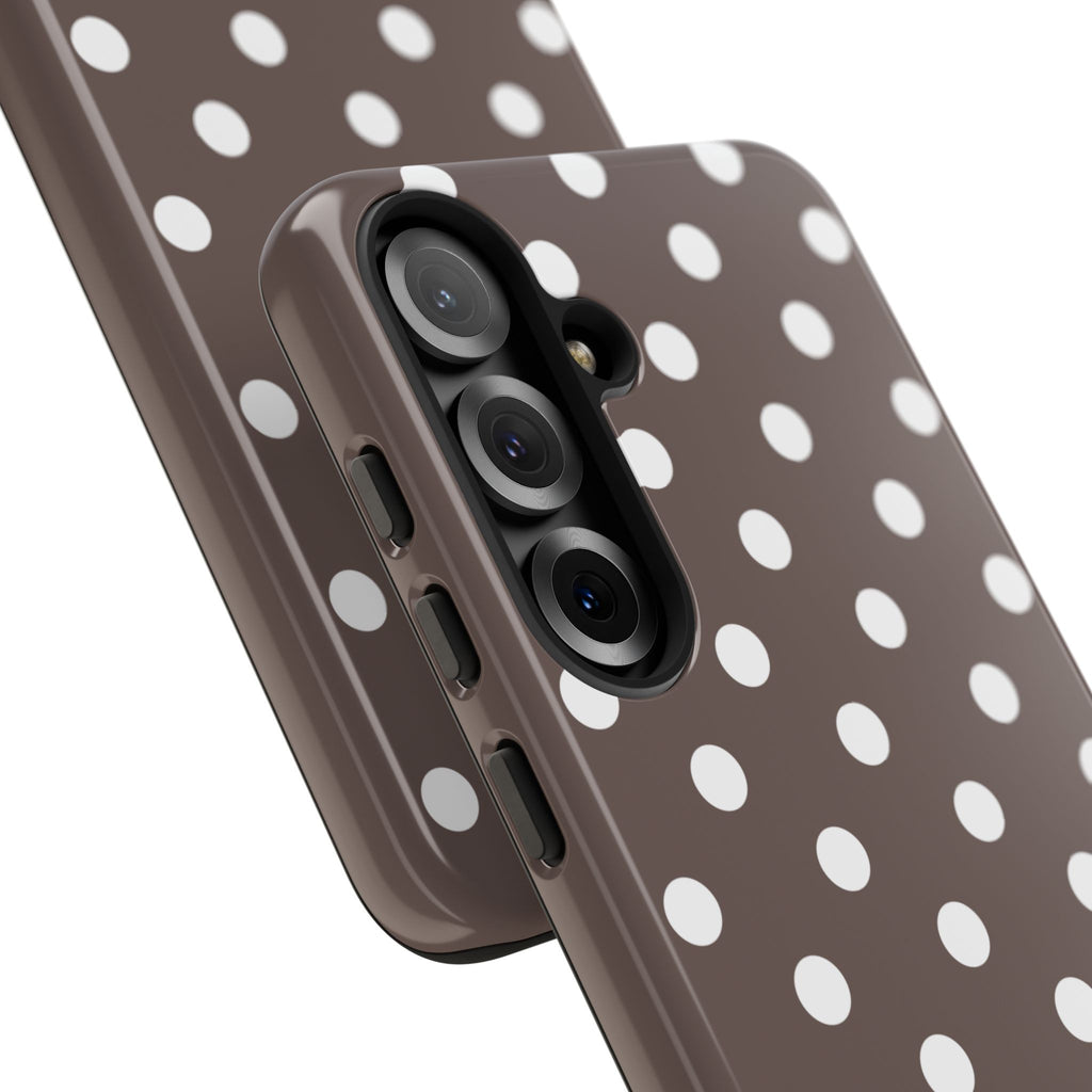 Brown & White PolkaDot Customisable Case
