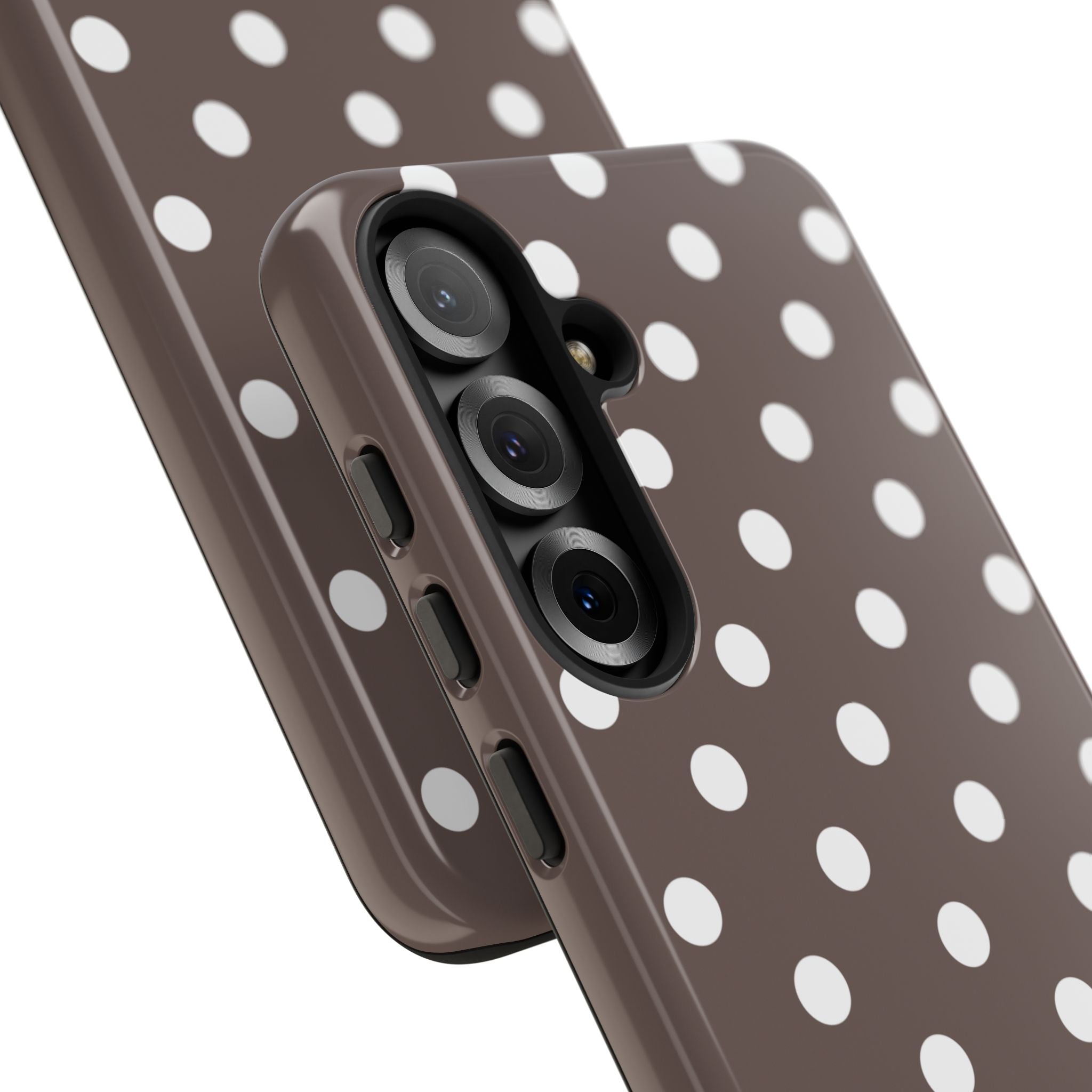 Brown & White PolkaDot Customisable Case