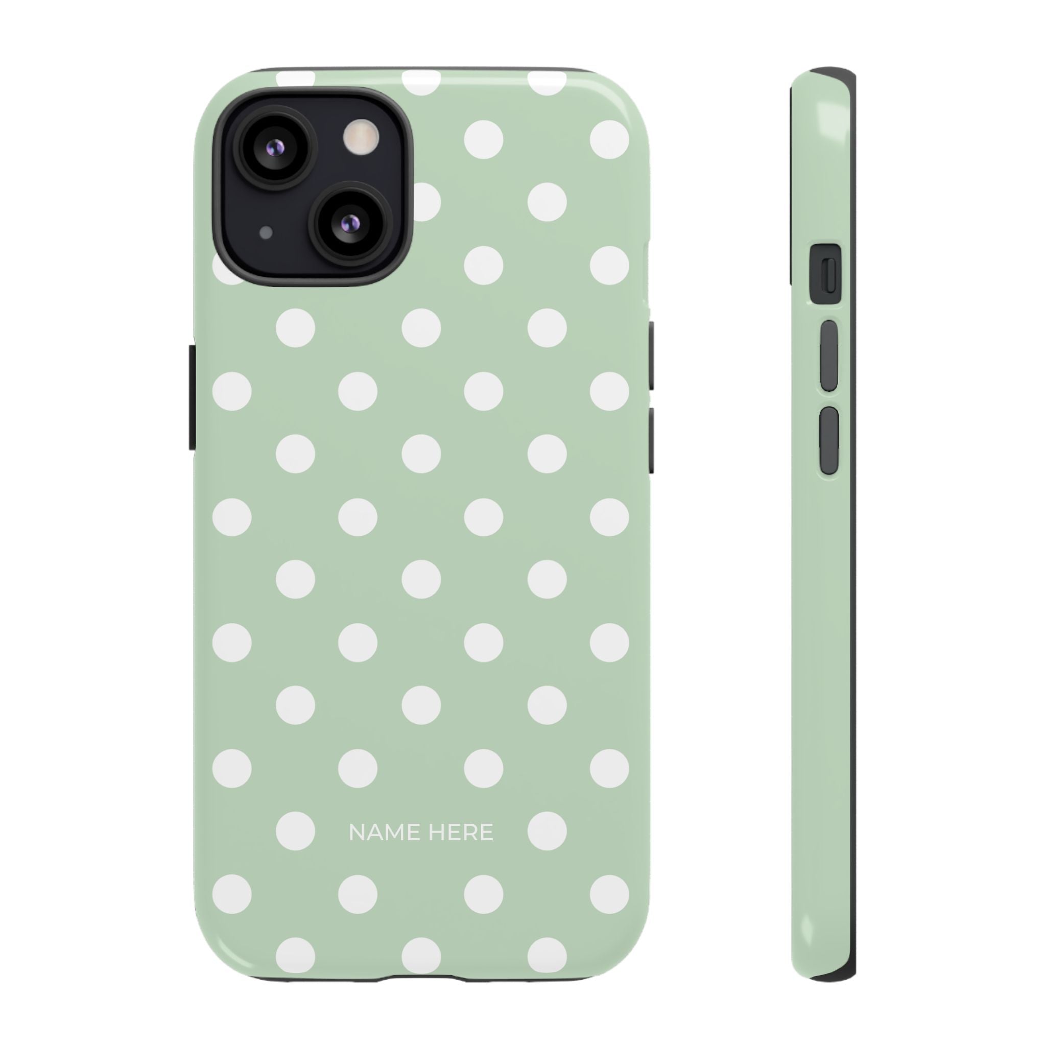 Green & White Polka Dot Customisable Case