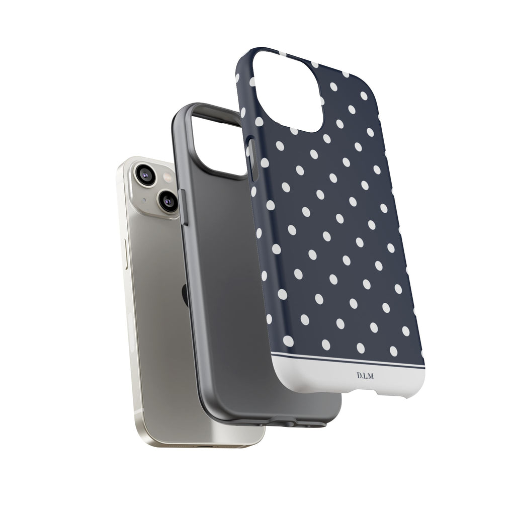Navy Pearl Personalised Polka Dot Case