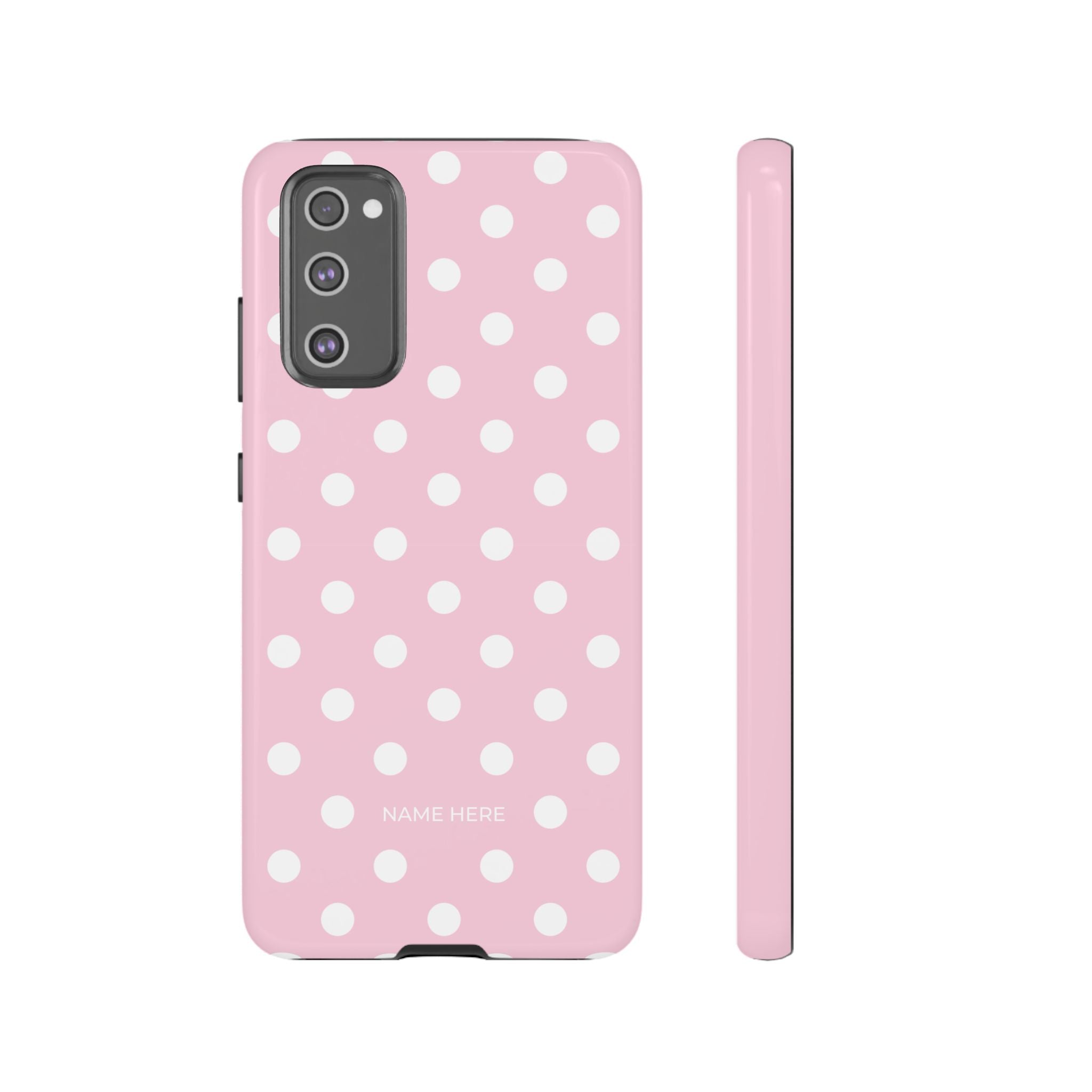 Pink & White PolkaDot Customisable Name Case