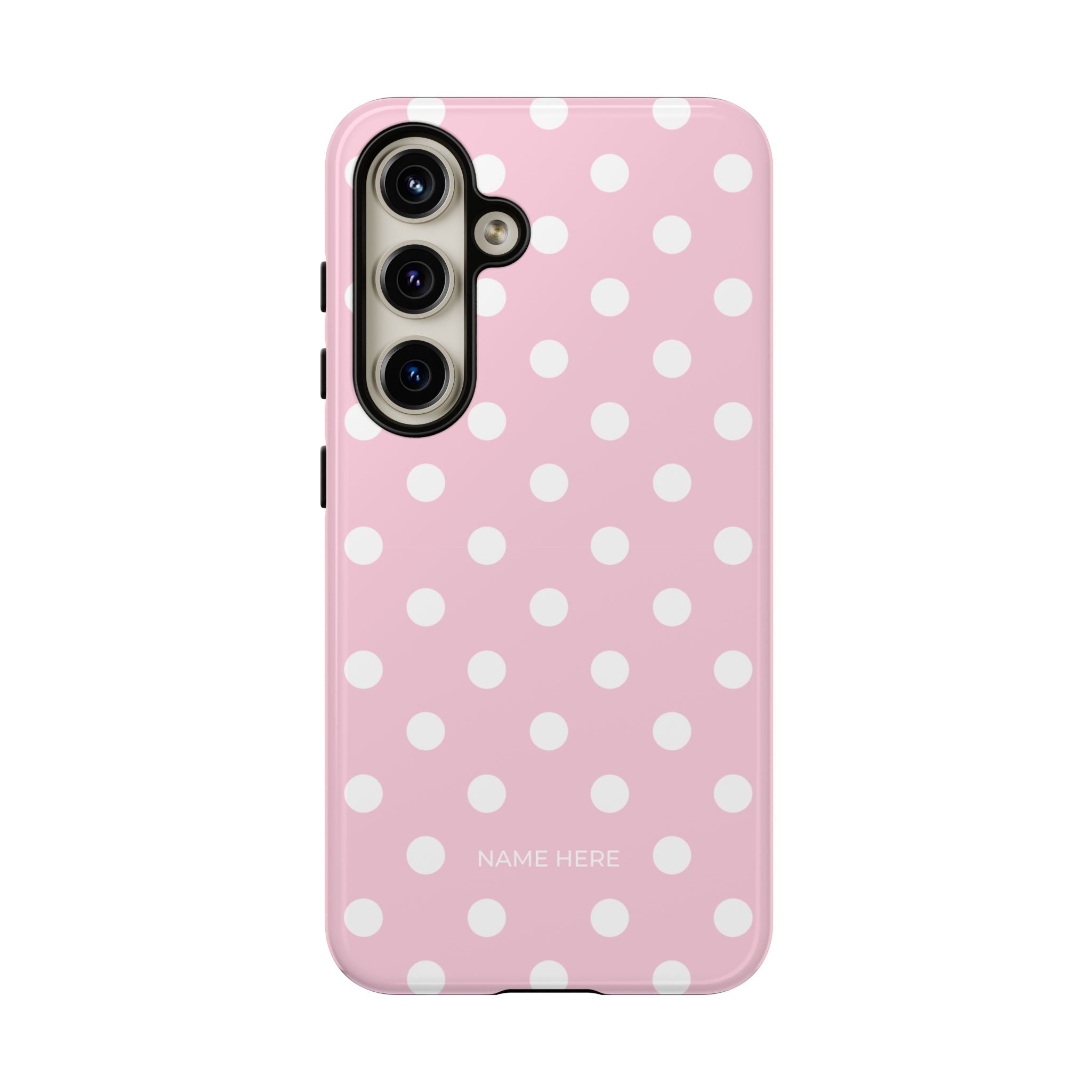 Pink & White PolkaDot Customisable Name Case