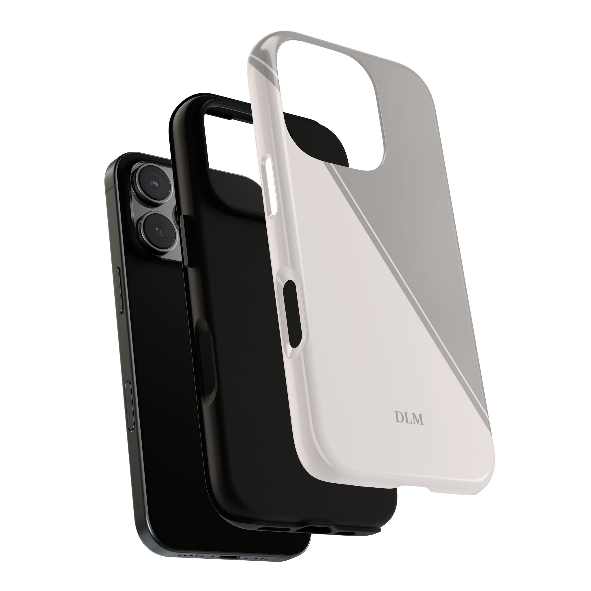Grey Two Tone Case Custom Initials Case