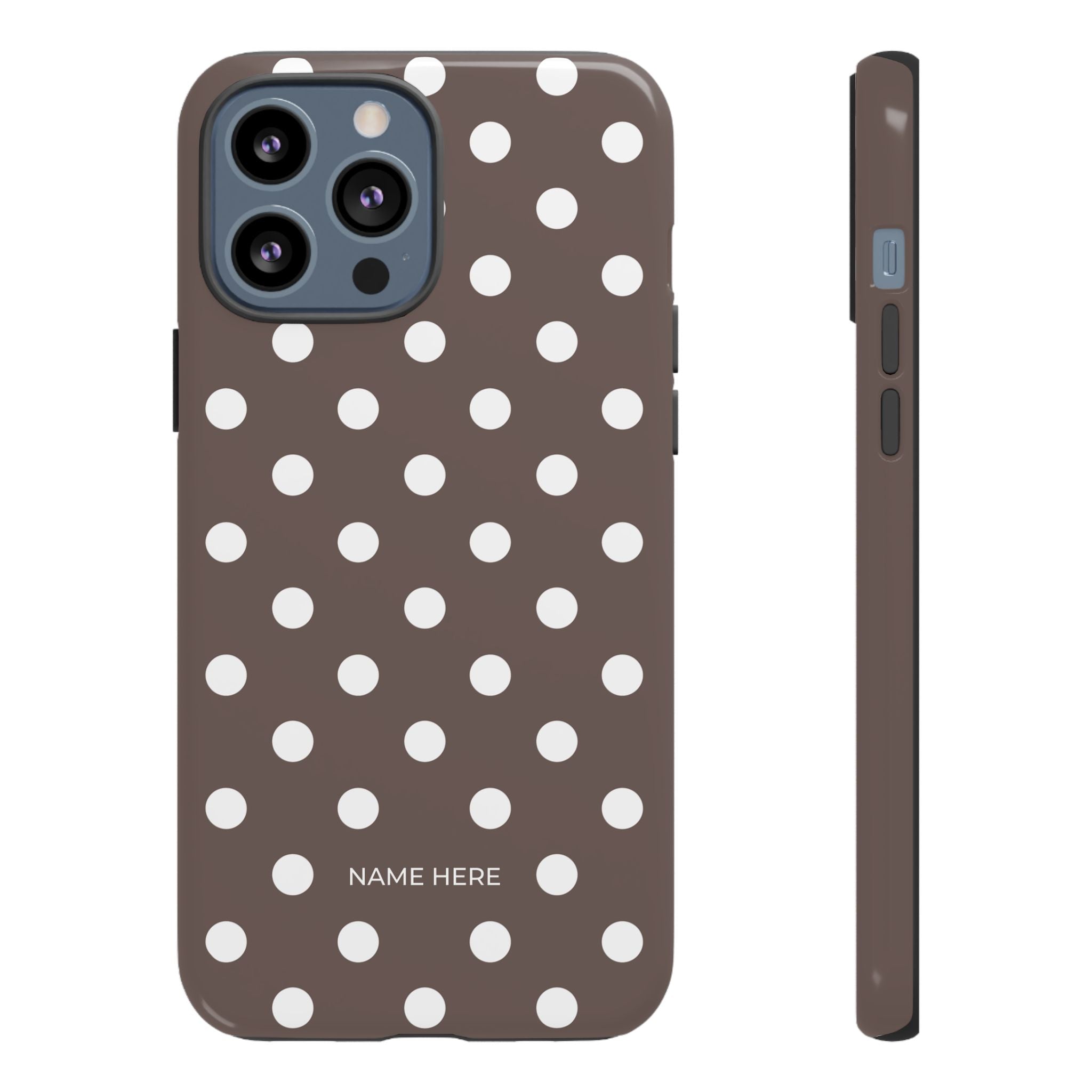 Brown & White PolkaDot Customisable Case