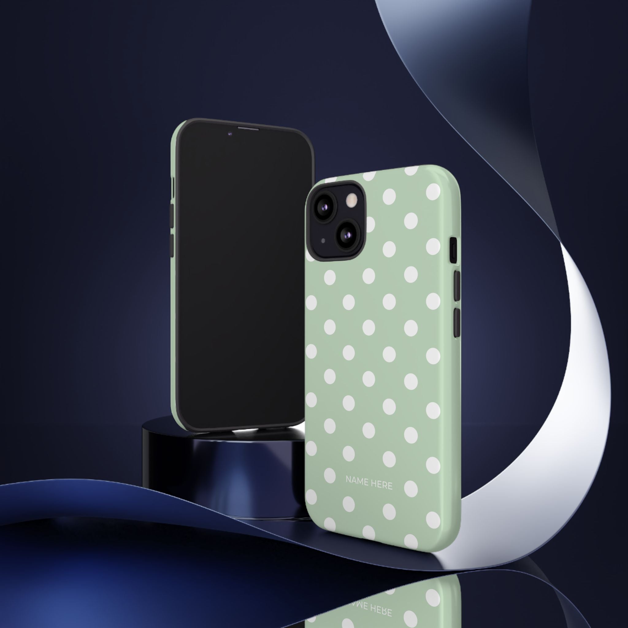 Green & White Polka Dot Customisable Case