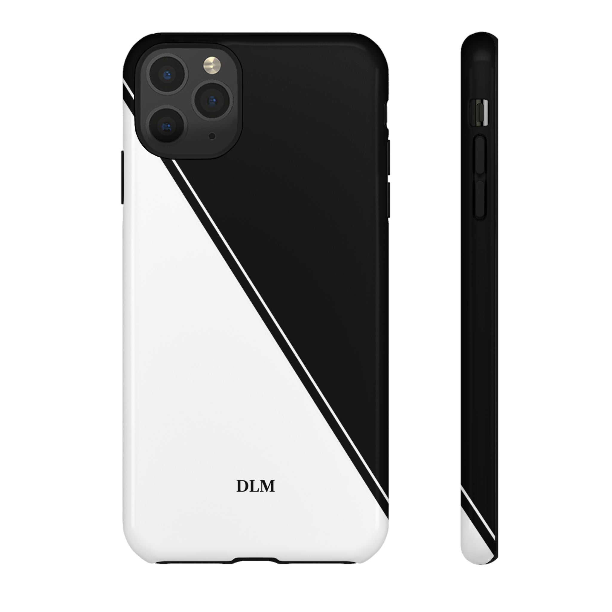 White/Black Two Tone Custom Initials Case
