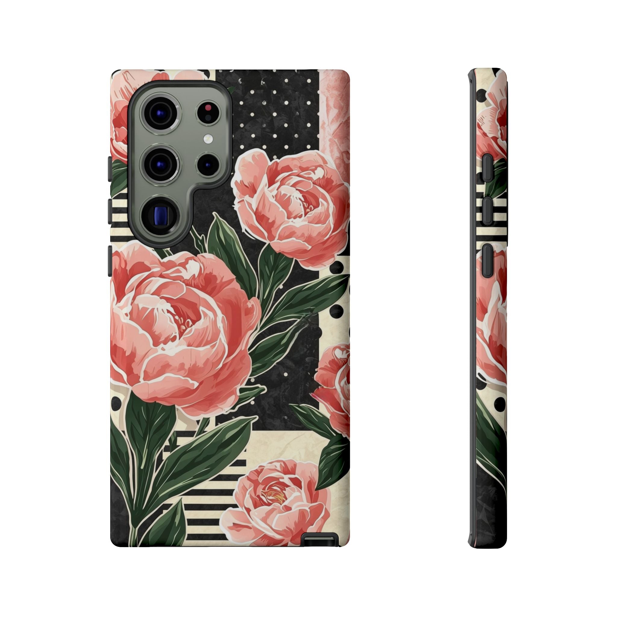 Pink Peony Stripes & Polka Dots