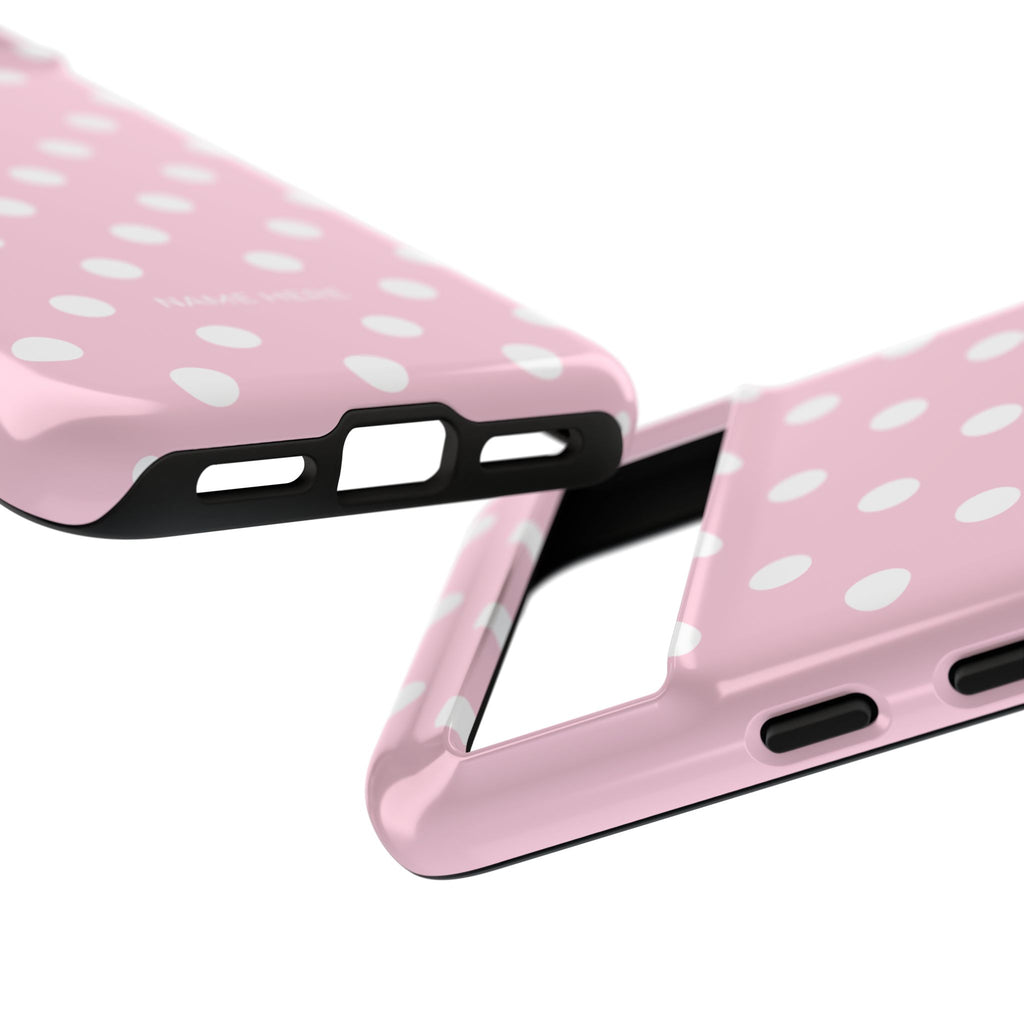 Pink & White PolkaDot Customisable Name Case