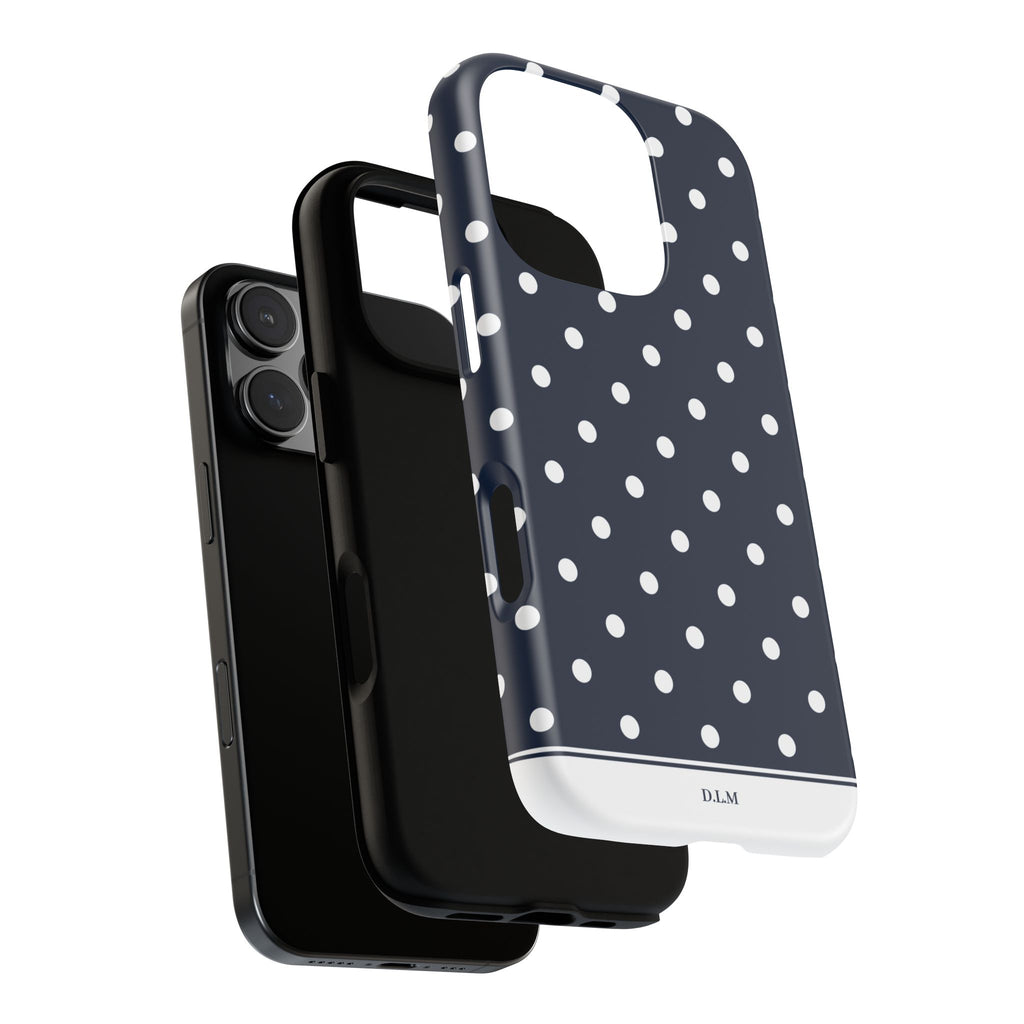 Navy Pearl Personalised Polka Dot Case