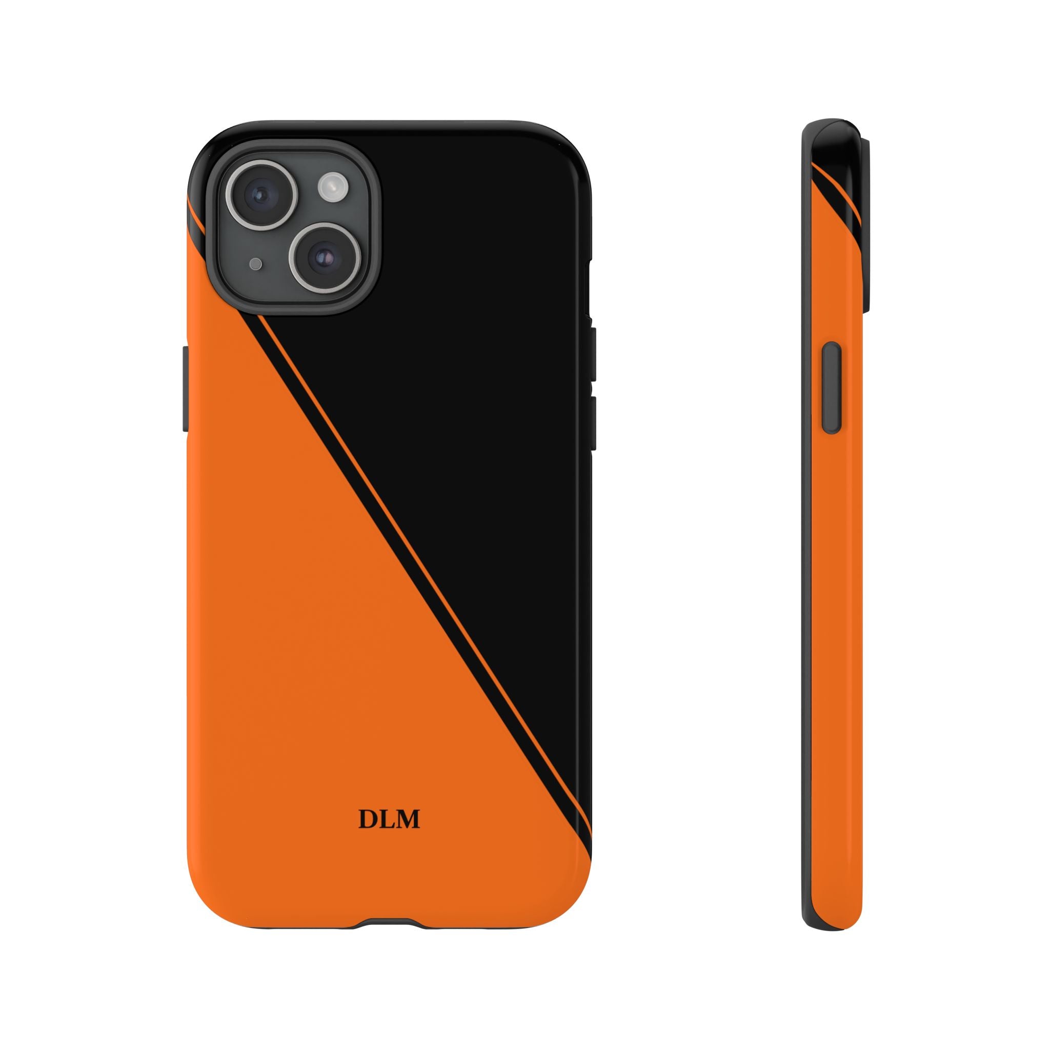Orange/Black Two Tone Custom Initials Case