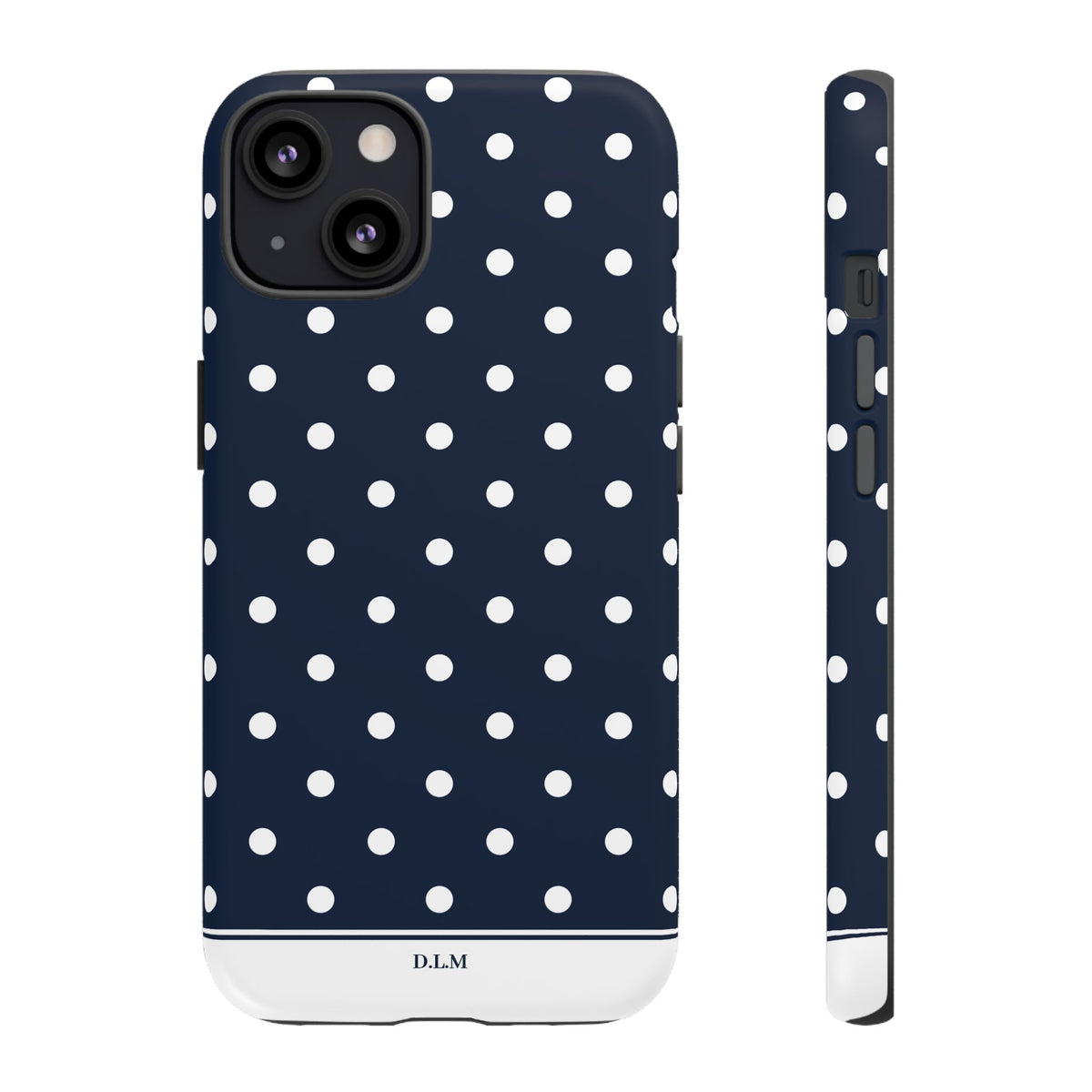 Navy Pearl Personalised Polka Dot Case