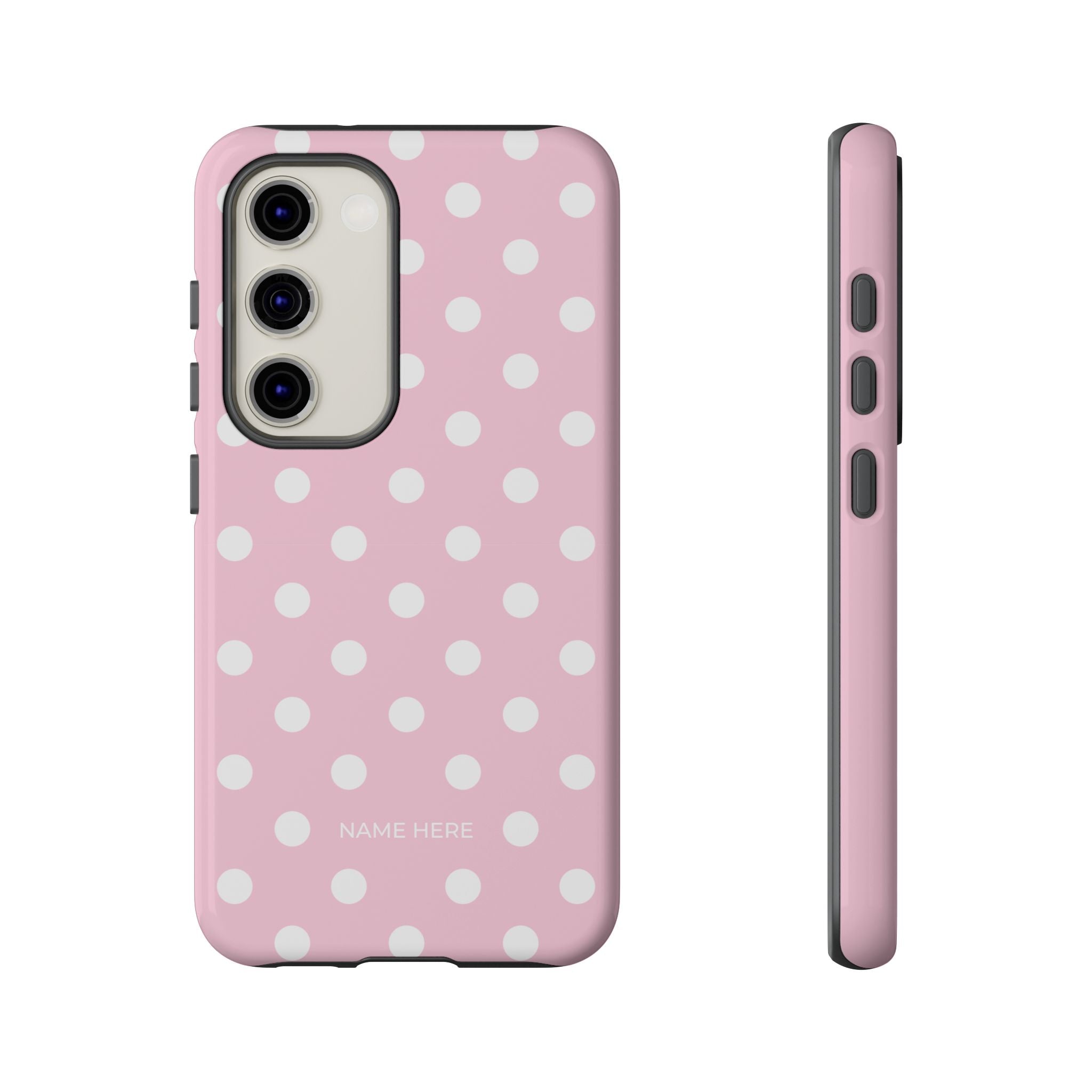 Pink & White PolkaDot Customisable Name Case