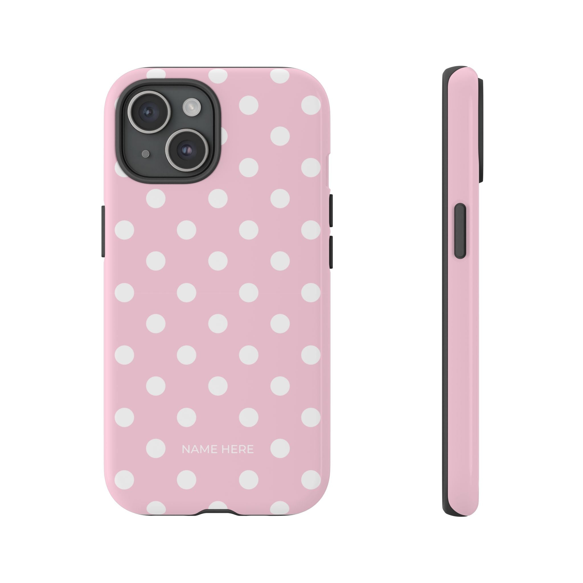 Pink & White PolkaDot Customisable Name Case