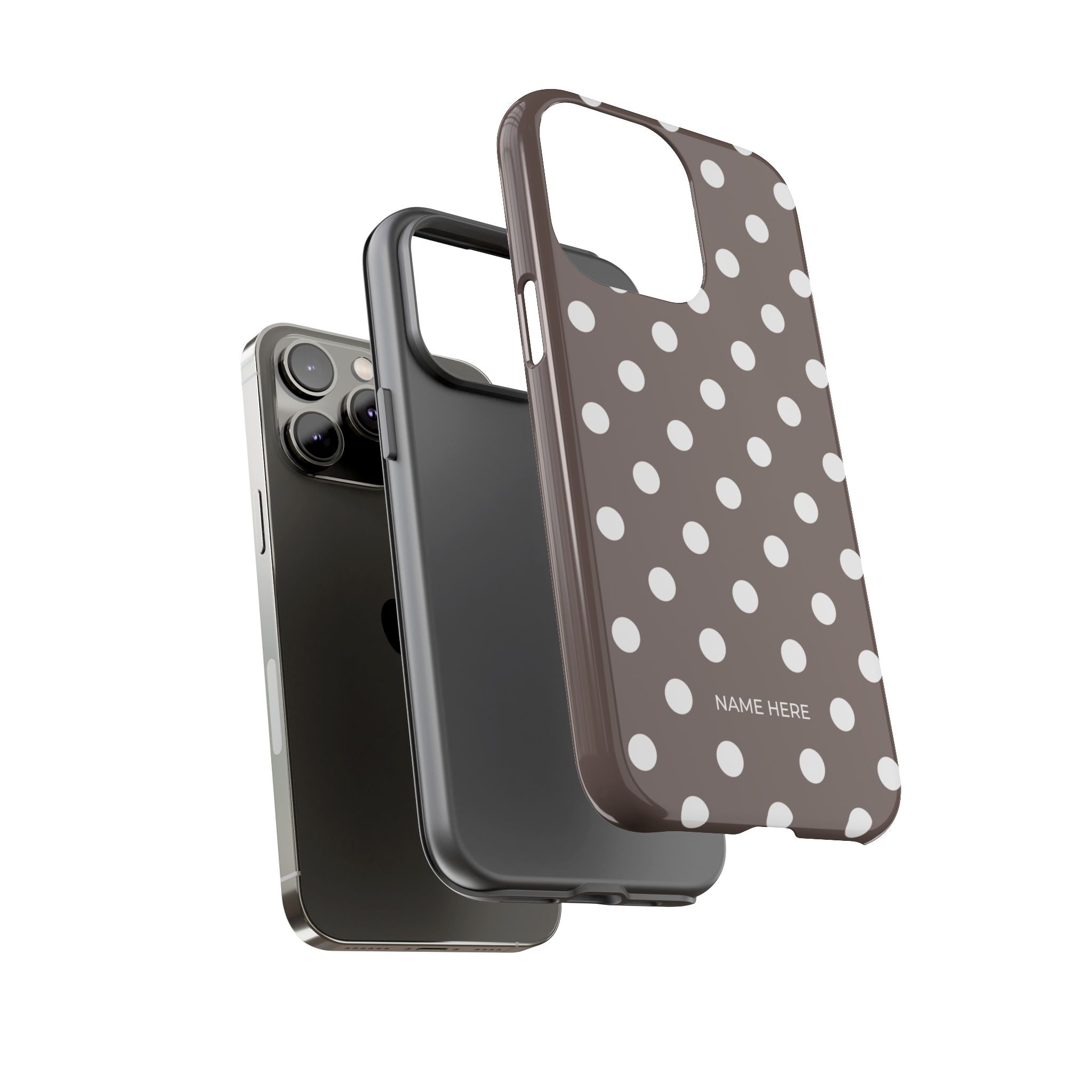 Brown & White PolkaDot Customisable Case