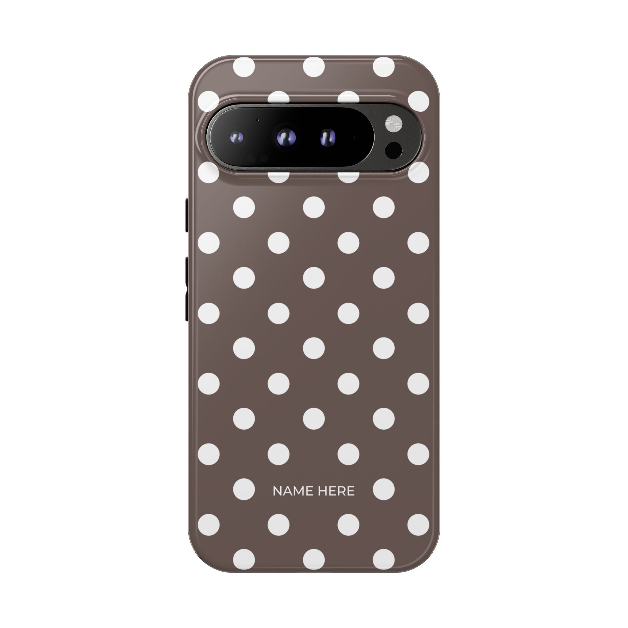 Brown & White PolkaDot Customisable Case