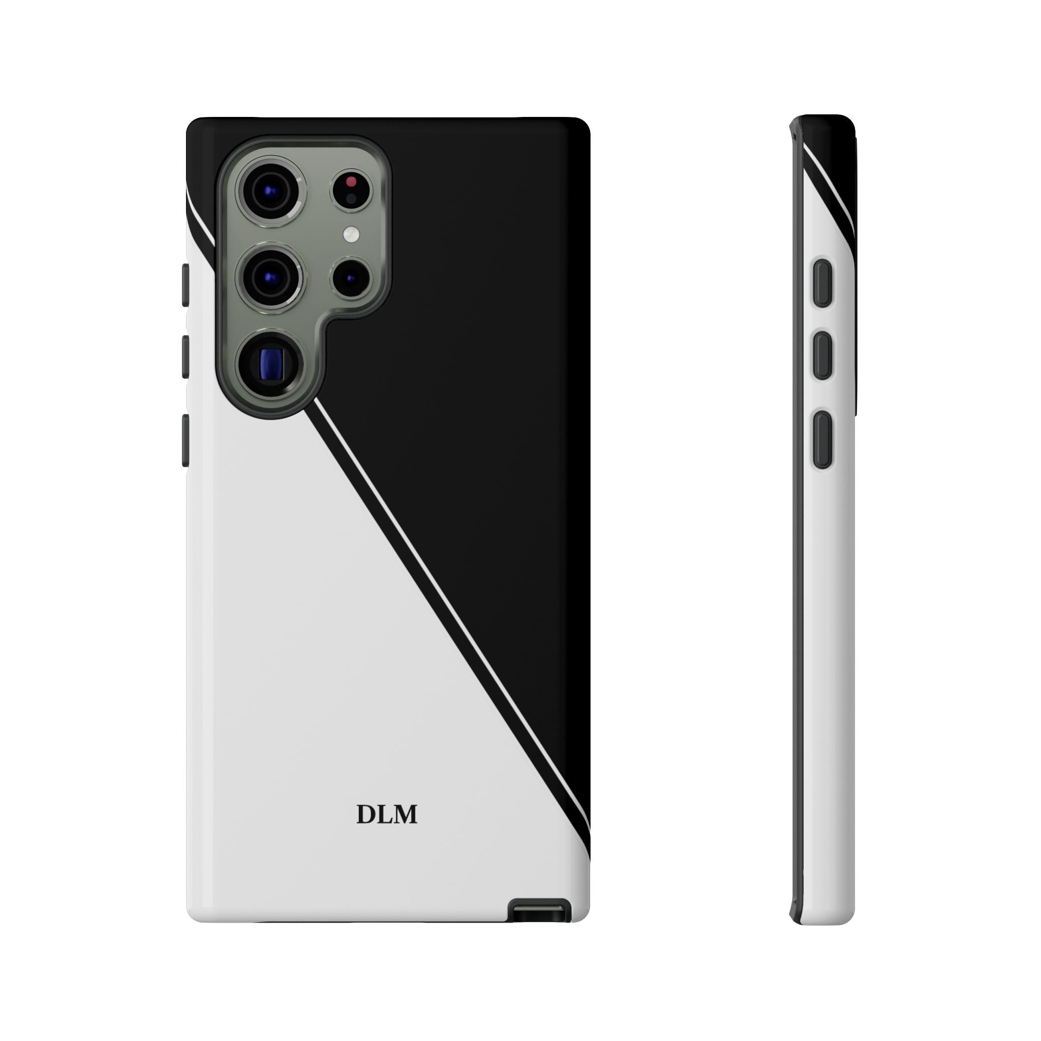 White/Black Two Tone Custom Initials Case