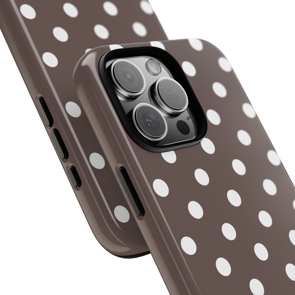 Brown & White PolkaDot Customisable Case