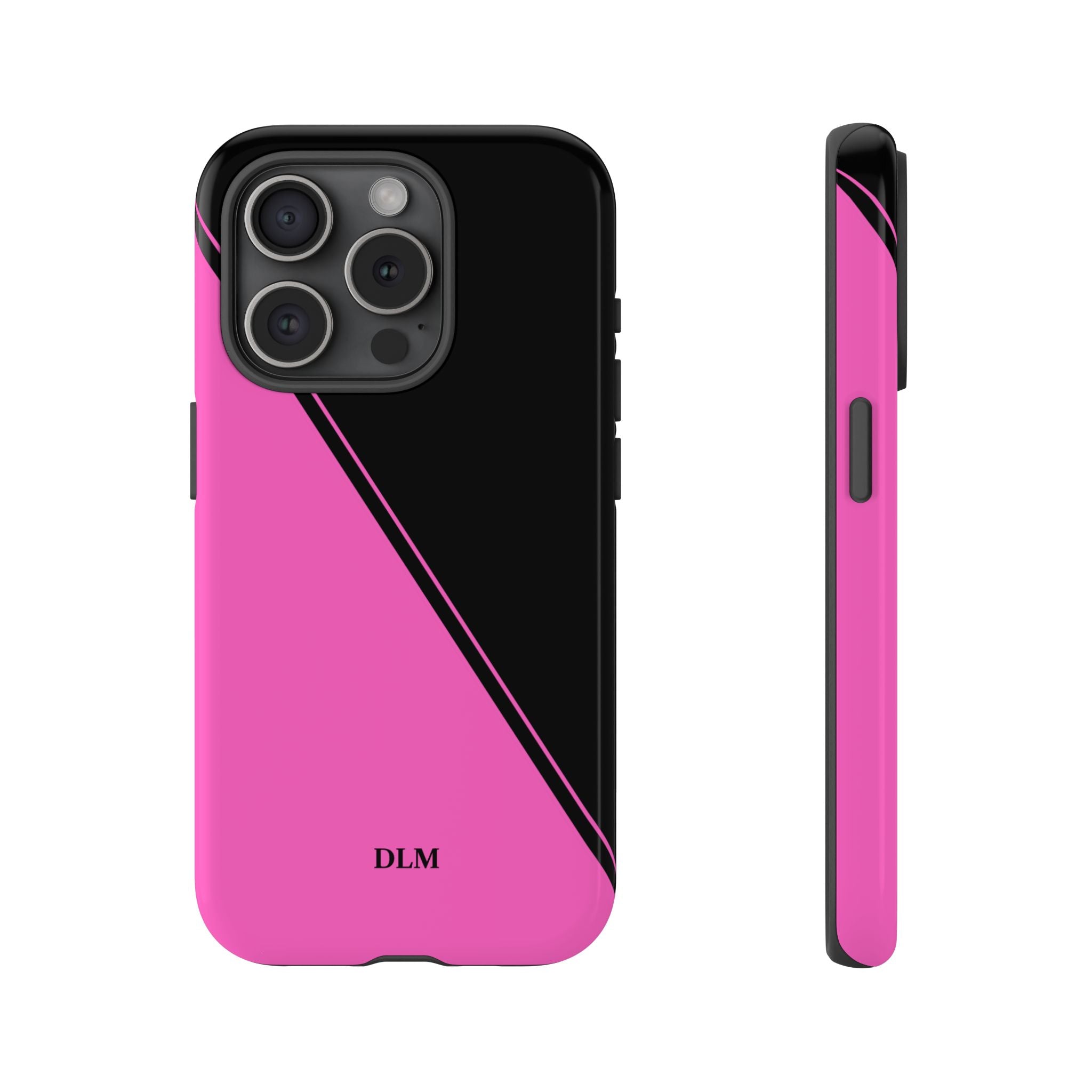 Pink/Black Two Tone Custom Initials Case
