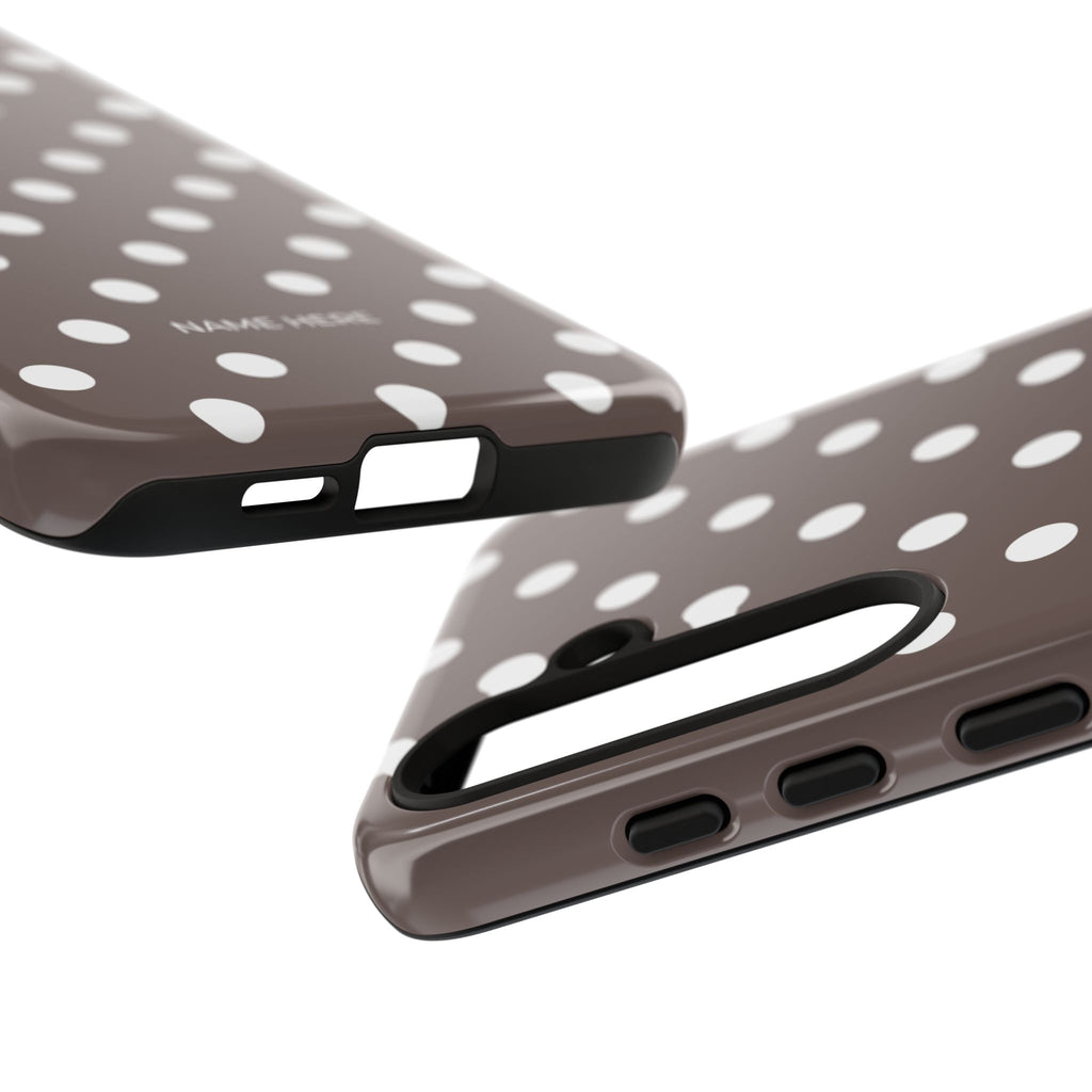 Brown & White PolkaDot Customisable Case