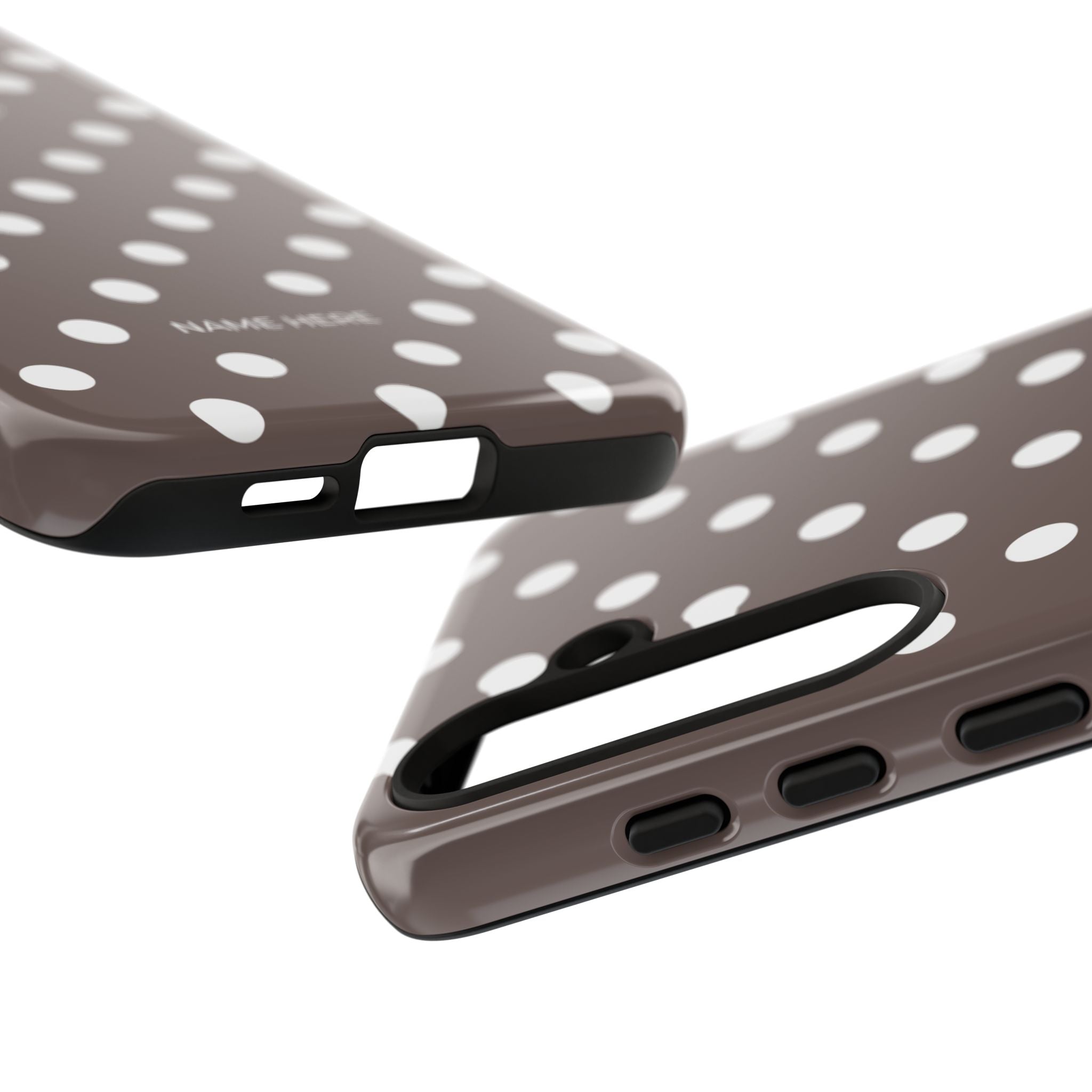 Brown & White PolkaDot Customisable Case
