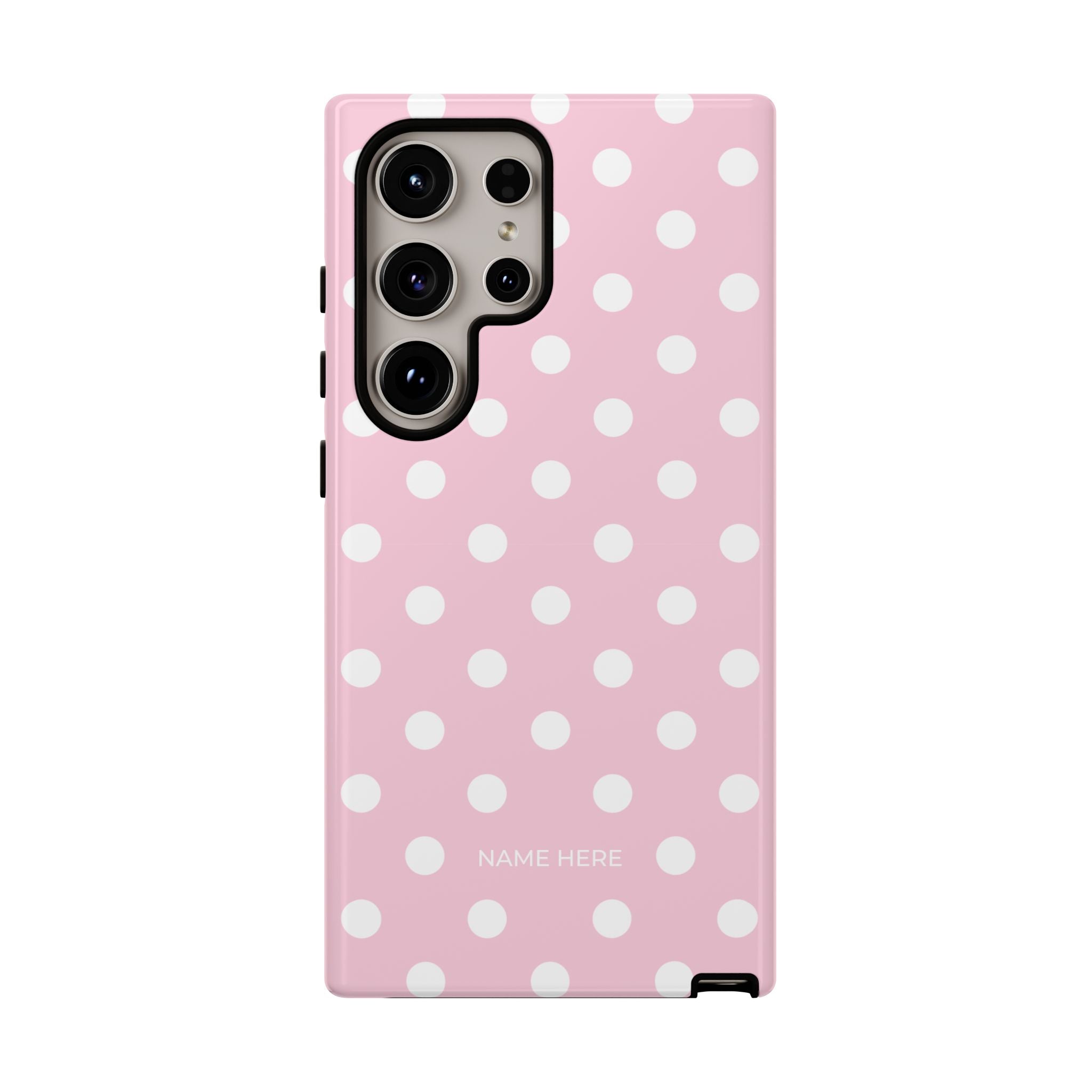 Pink & White PolkaDot Customisable Name Case