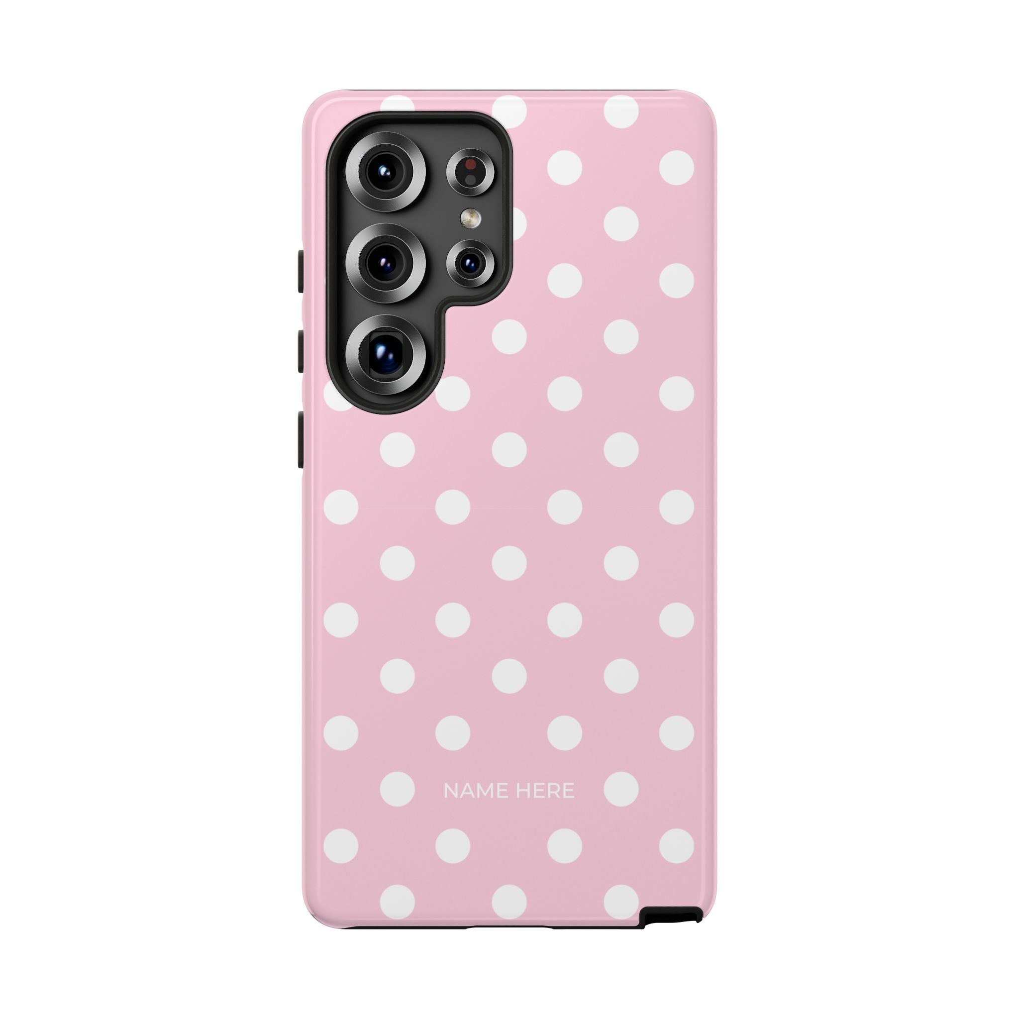 Pink & White PolkaDot Customisable Name Case