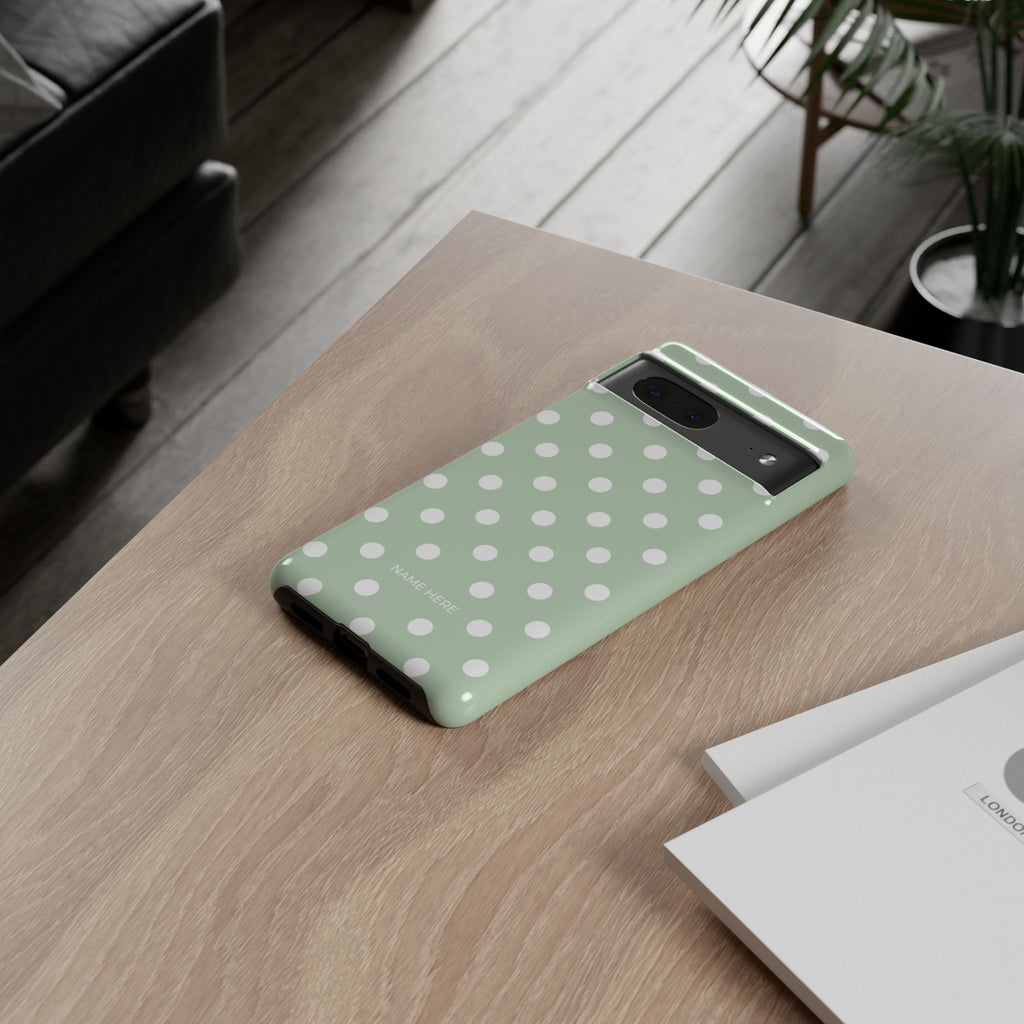 Green & White Polka Dot Customisable Case