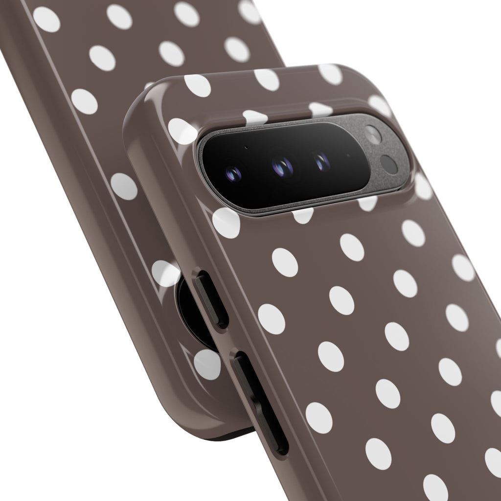 Brown & White PolkaDot Customisable Case